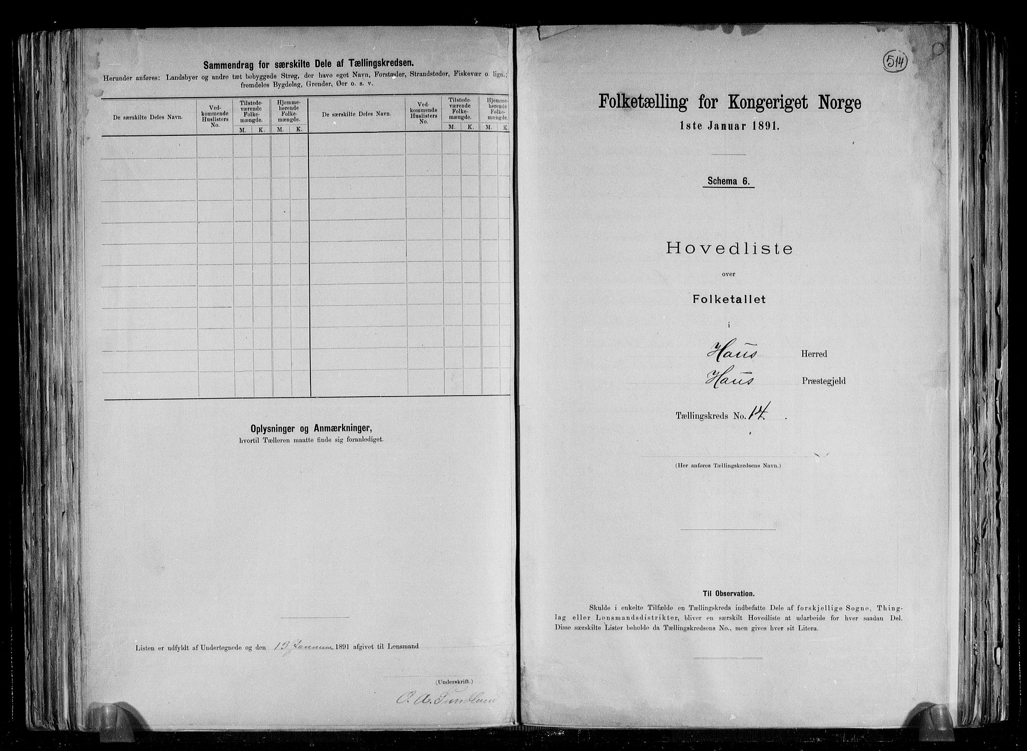 RA, 1891 census for 1250 Haus, 1891, p. 30