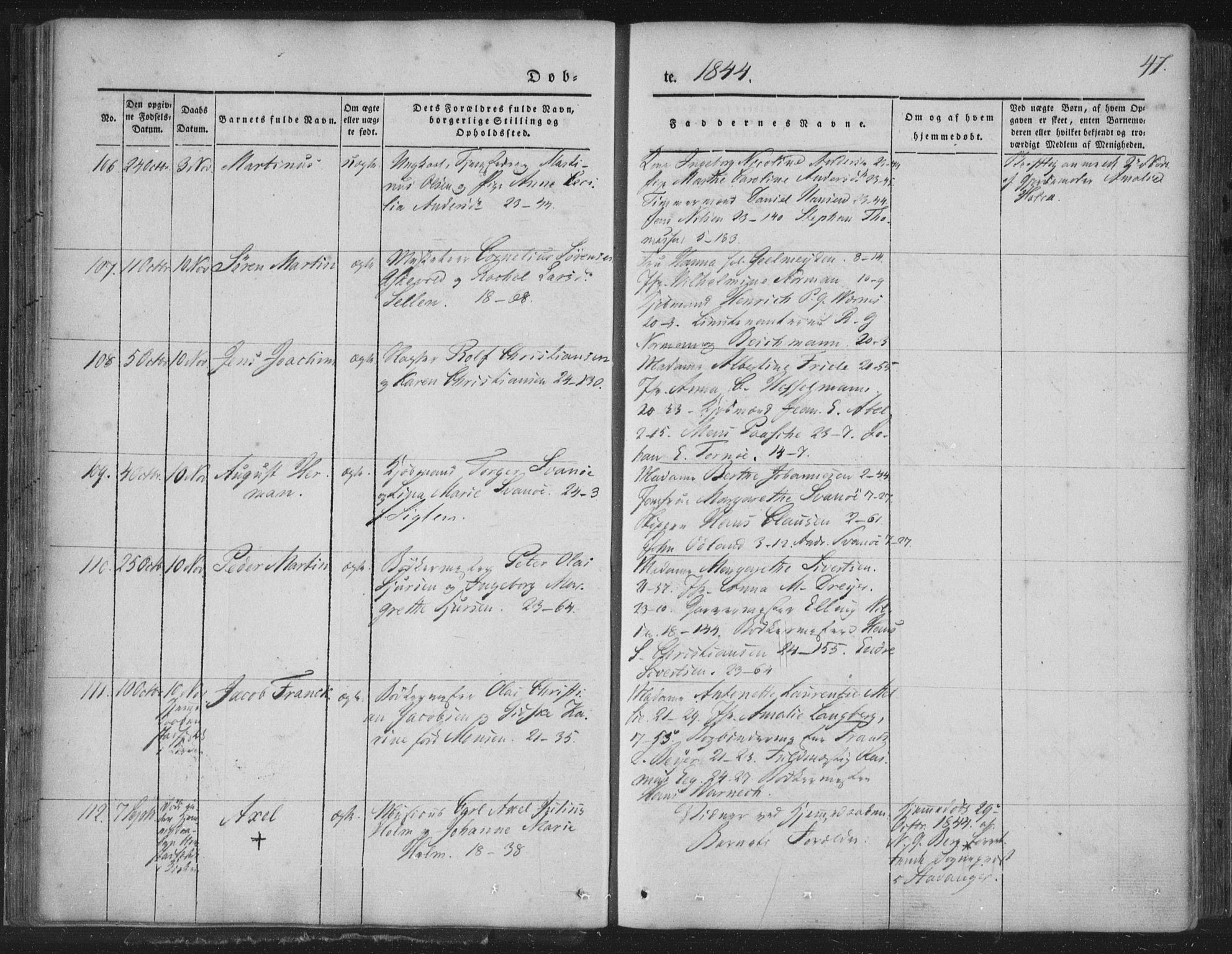 Korskirken sokneprestembete, SAB/A-76101/H/Haa/L0016: Parish register (official) no. B 2, 1841-1851, p. 47