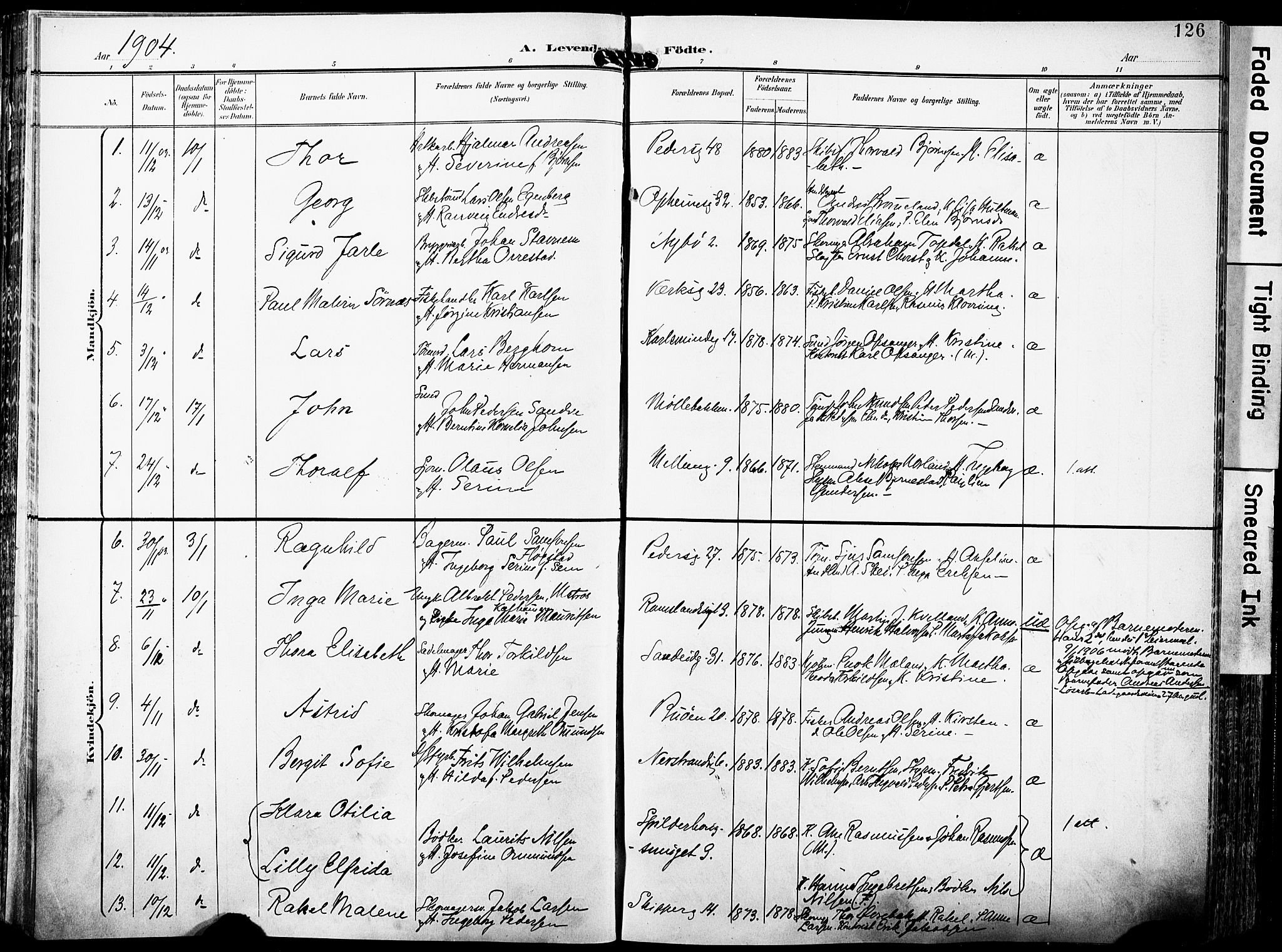 St. Johannes sokneprestkontor, SAST/A-101814/001/30/30BA/L0007: Parish register (official) no. A 7, 1900-1910, p. 126