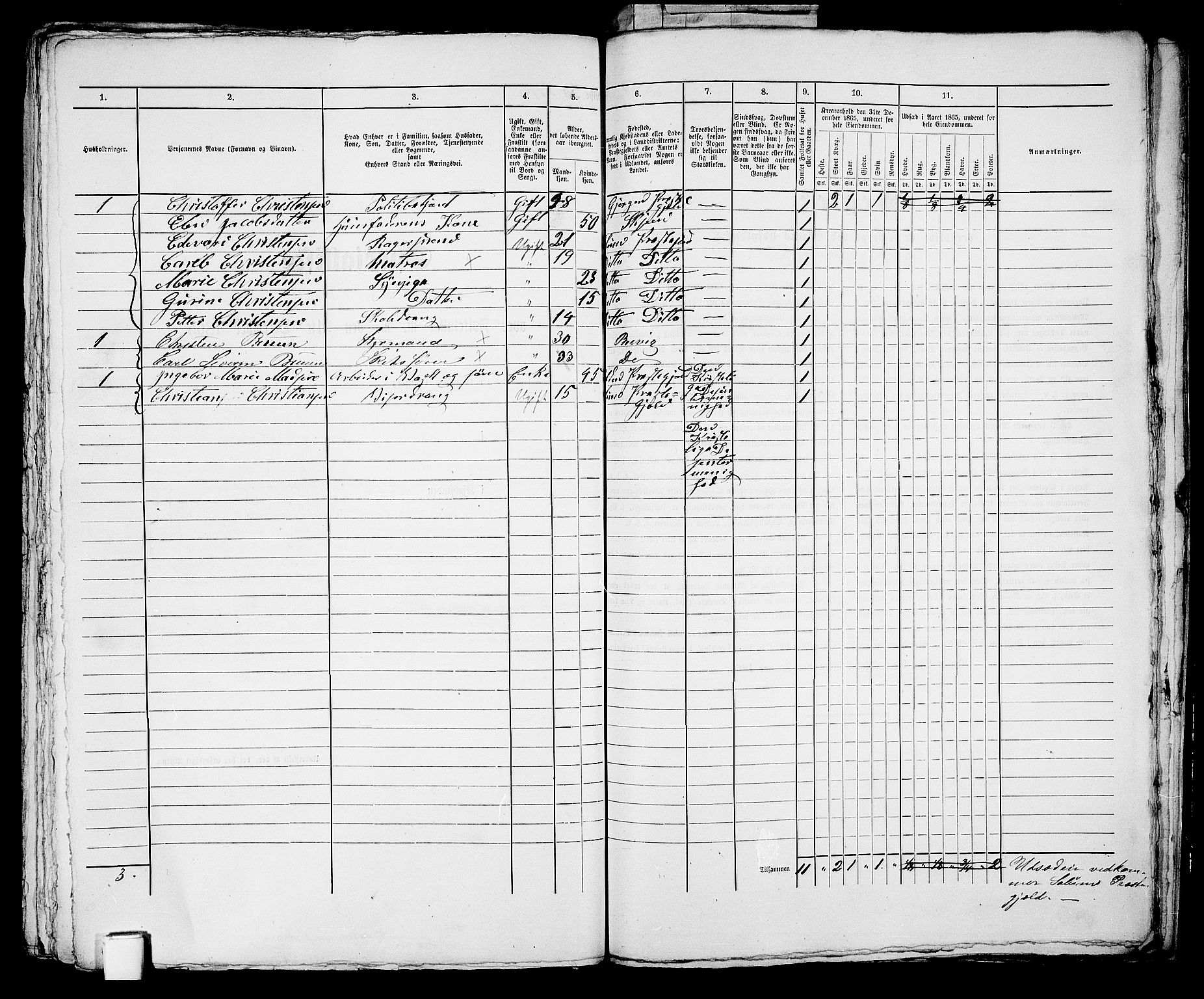 RA, 1865 census for Skien, 1865, p. 1235