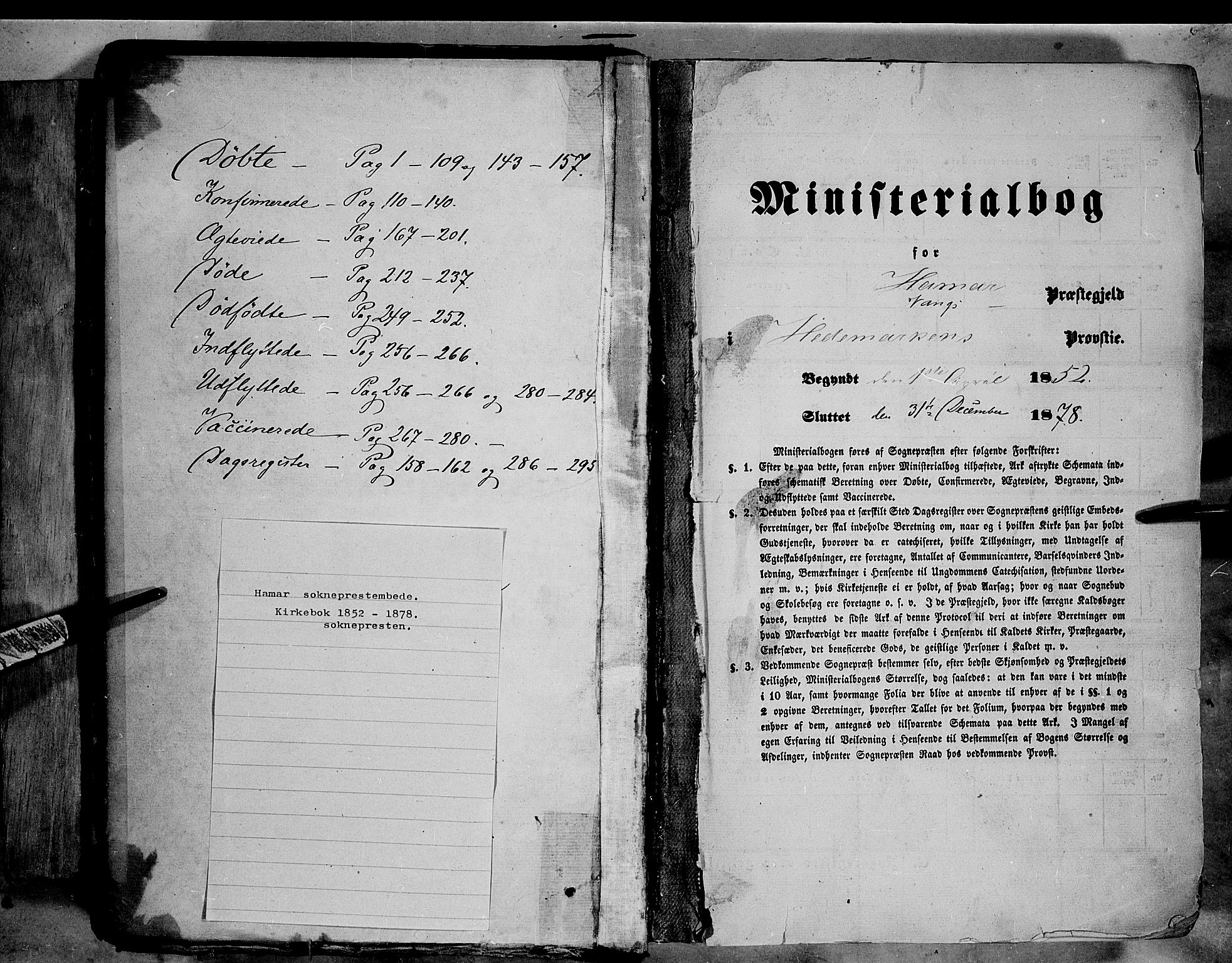 Vang prestekontor, Hedmark, SAH/PREST-008/H/Ha/Haa/L0011: Parish register (official) no. 11, 1852-1877