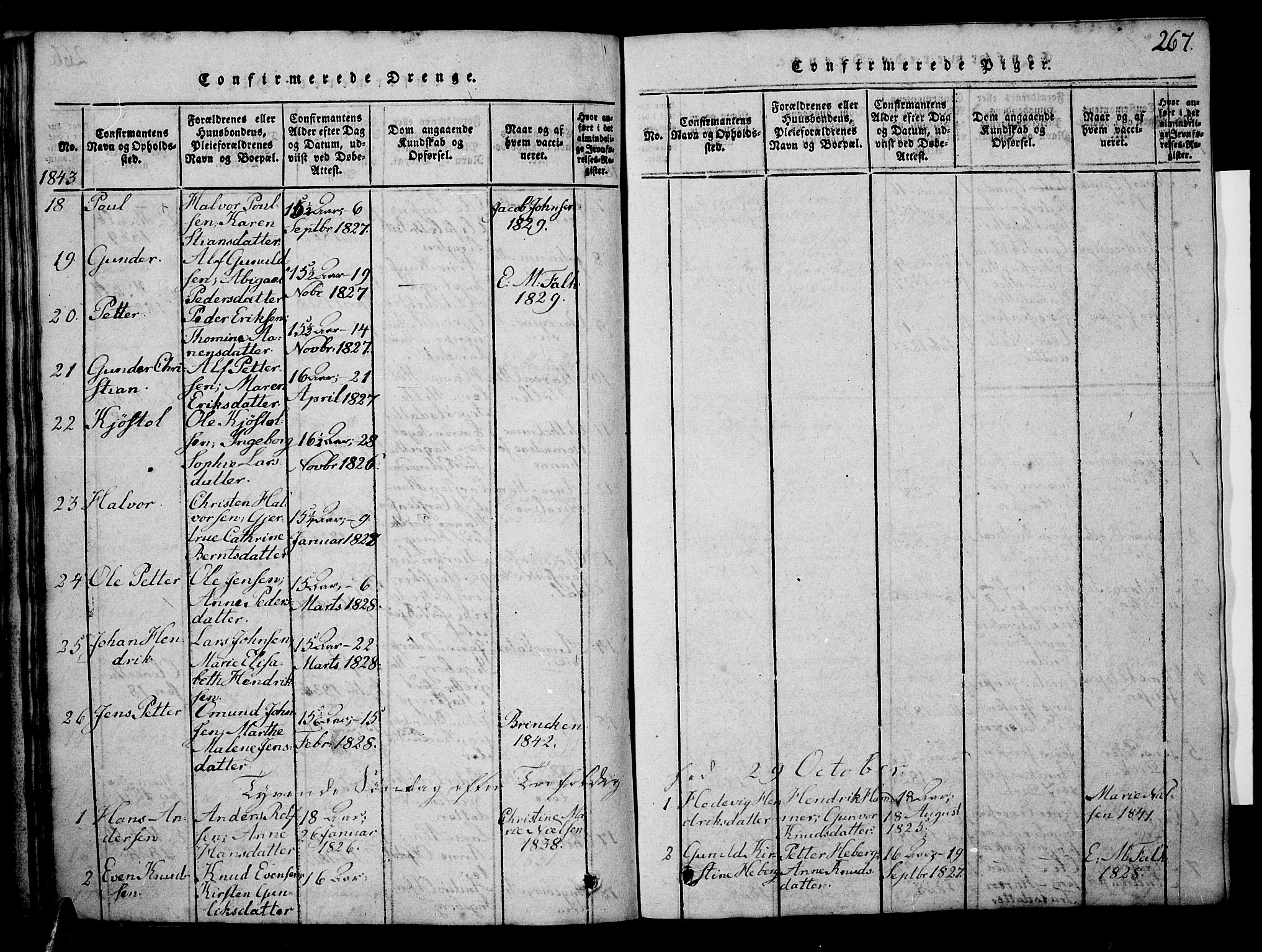 Risør sokneprestkontor, SAK/1111-0035/F/Fb/L0004: Parish register (copy) no. B 4, 1816-1848, p. 267