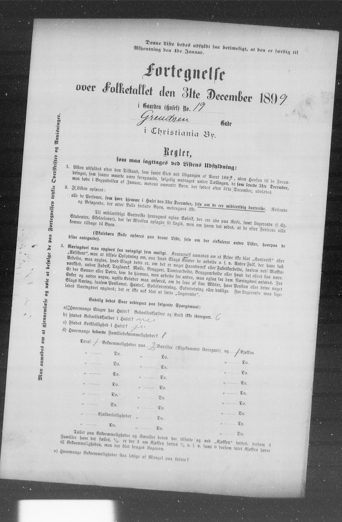 OBA, Municipal Census 1899 for Kristiania, 1899, p. 3979