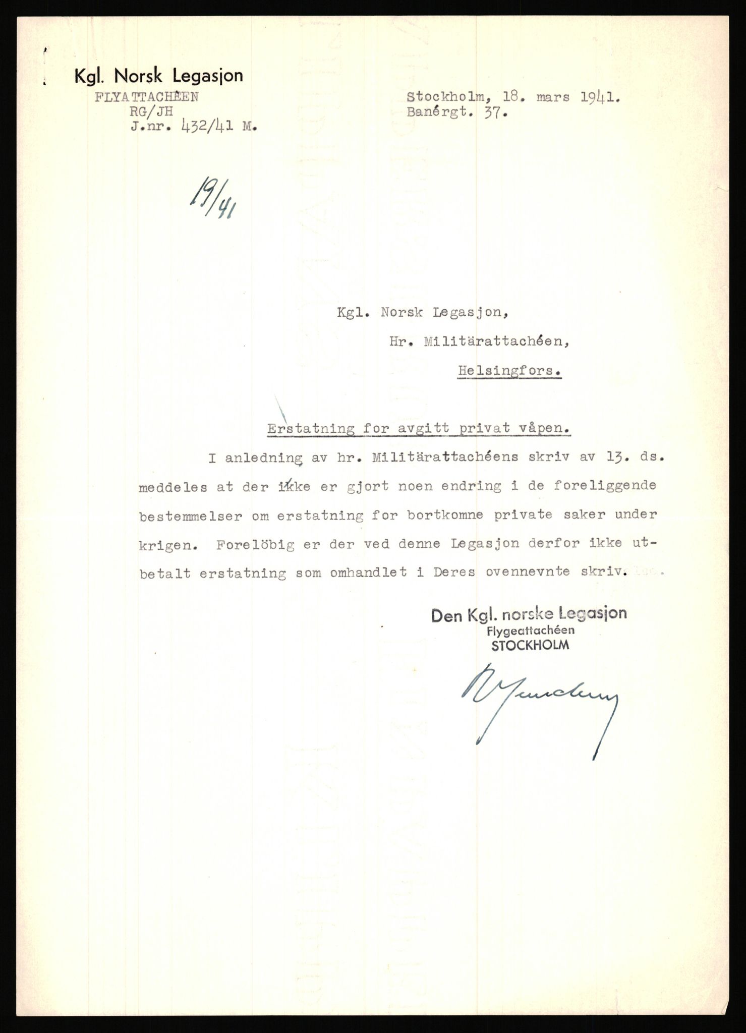 Forsvaret, Forsvarets krigshistoriske avdeling, AV/RA-RAFA-2017/Y/Ya/L0006: II-C-11-11,2 - Utenriksdepartementet.  Legasjonen i Helsingfors., 1940-1946, p. 188