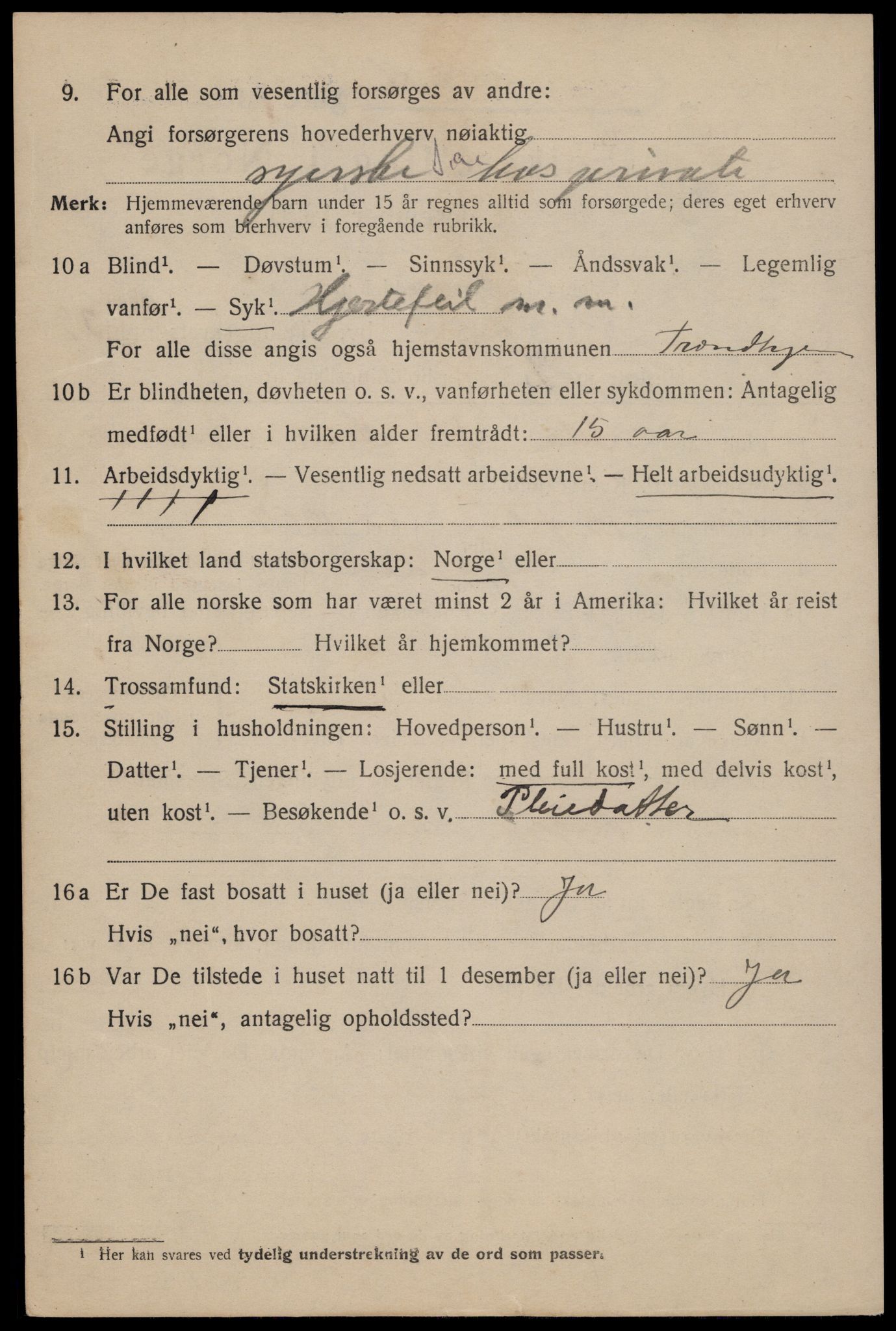 SAT, 1920 census for Trondheim, 1920, p. 87833