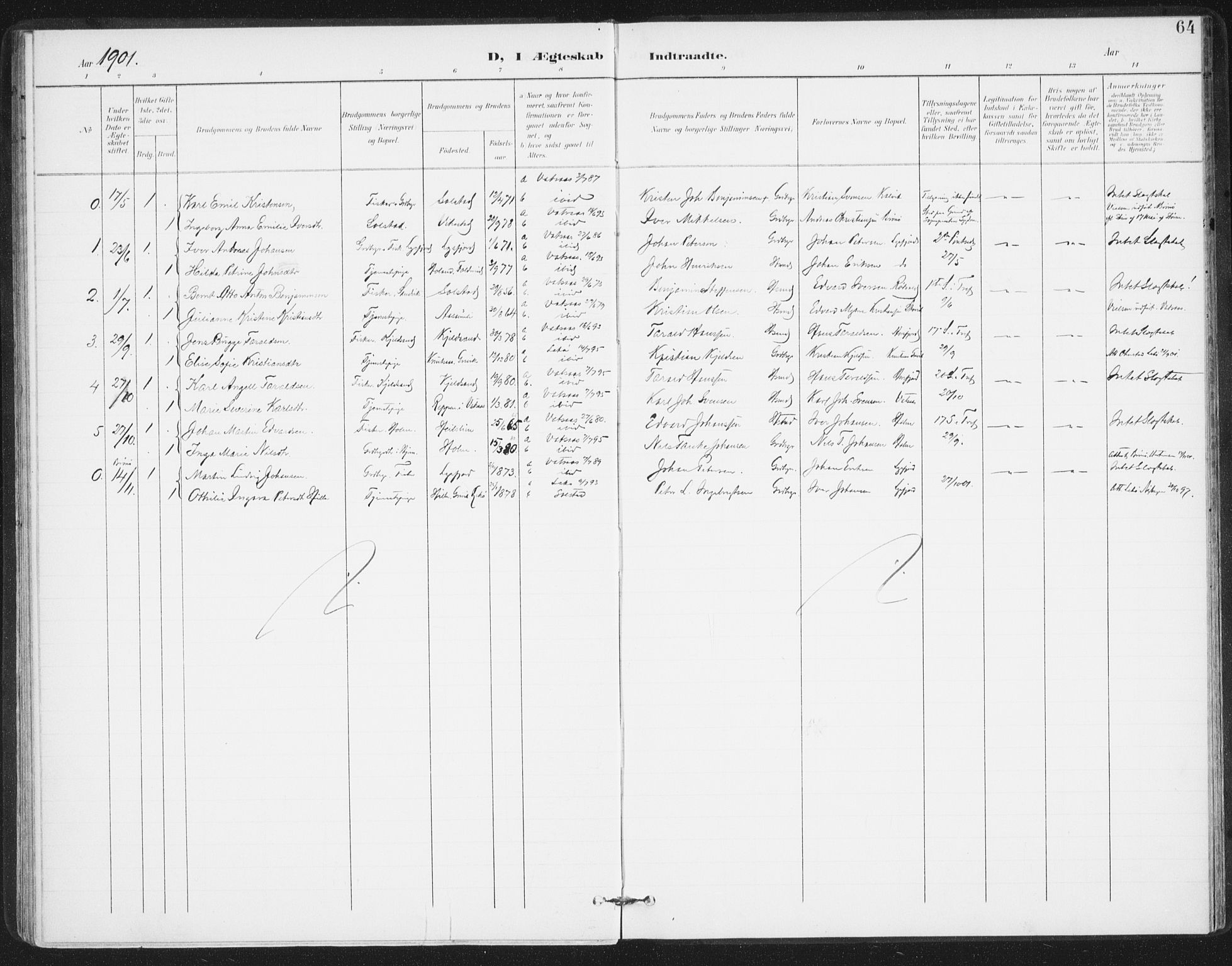 Ministerialprotokoller, klokkerbøker og fødselsregistre - Nordland, AV/SAT-A-1459/811/L0167: Parish register (official) no. 811A04, 1899-1913, p. 64