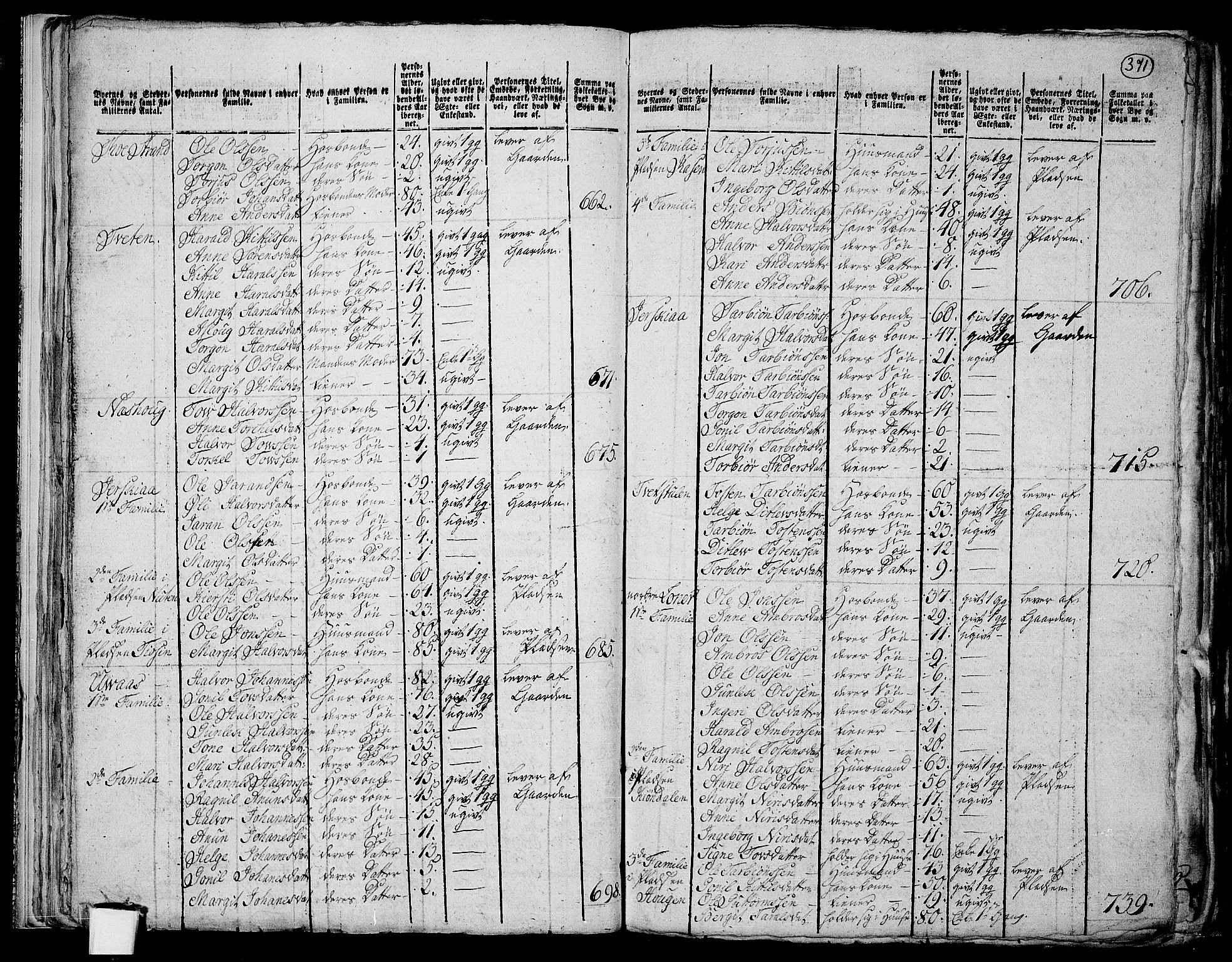 RA, 1801 census for 0827P Hjartdal, 1801, p. 370b-371a