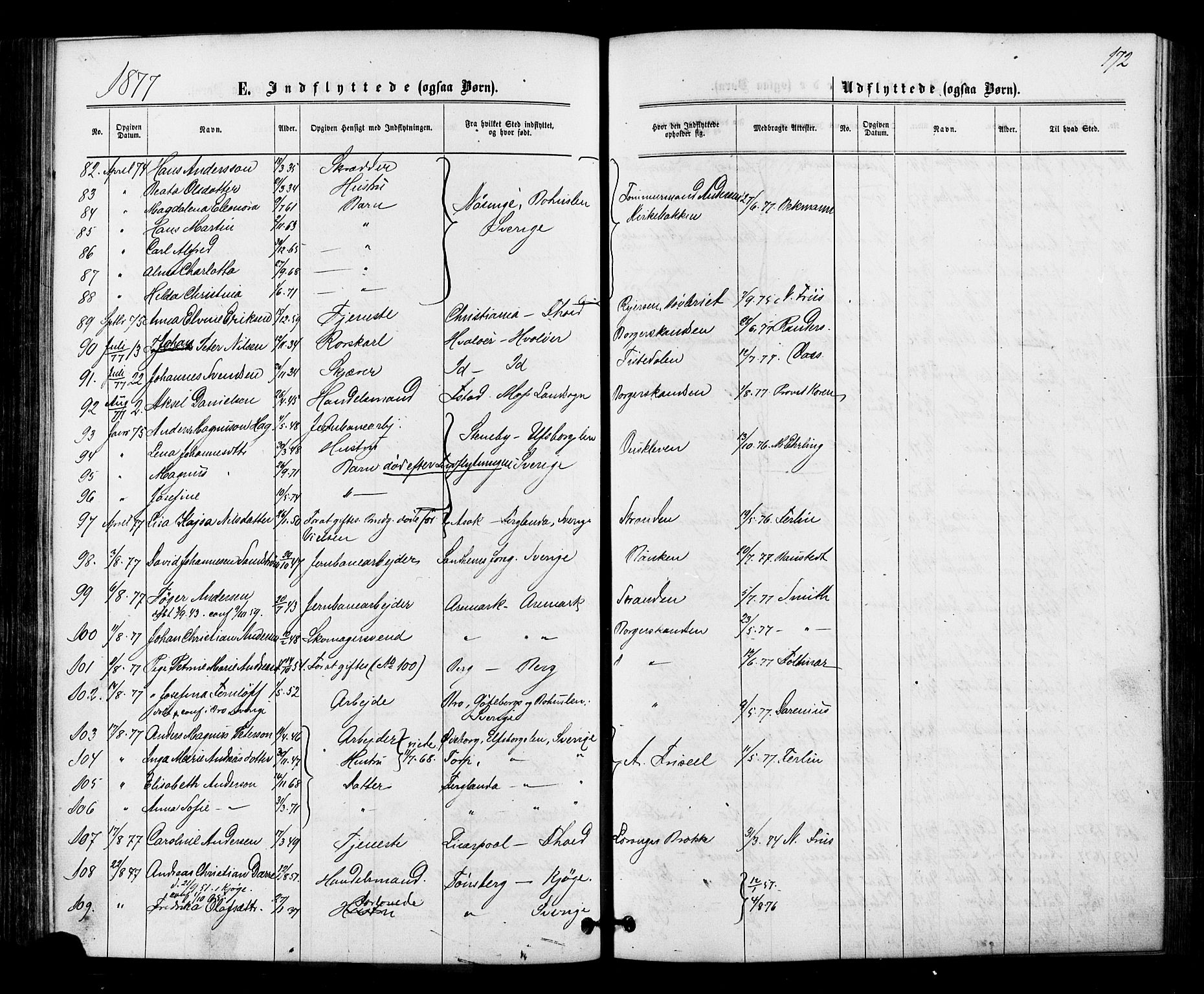 Halden prestekontor Kirkebøker, AV/SAO-A-10909/F/Fa/L0010: Parish register (official) no. I 10, 1866-1877, p. 172