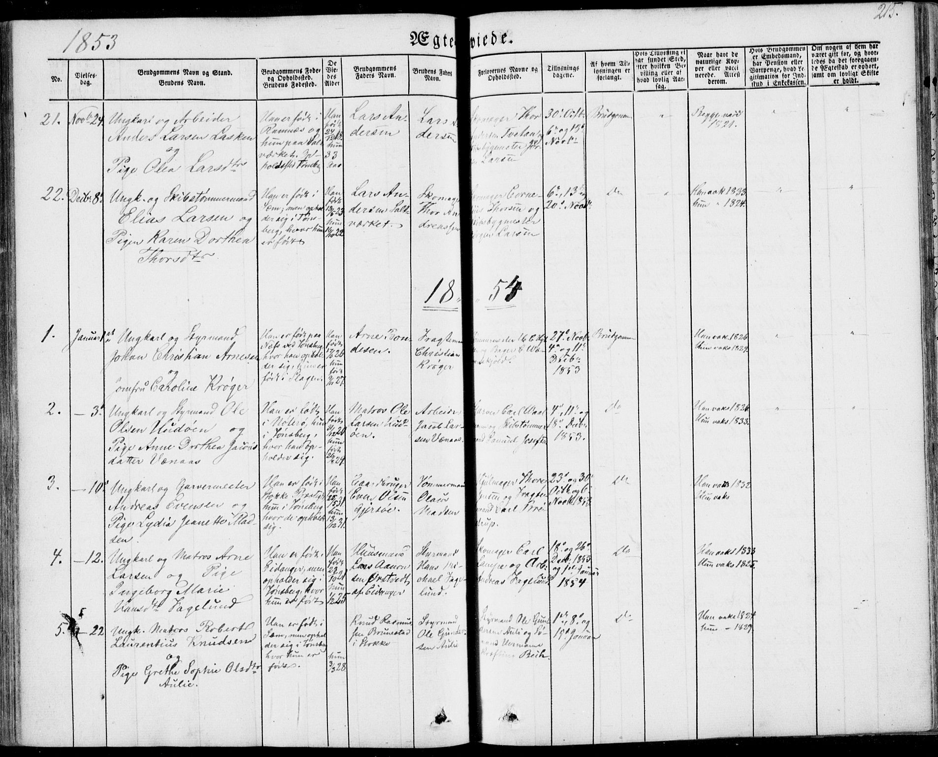 Tønsberg kirkebøker, AV/SAKO-A-330/F/Fa/L0007: Parish register (official) no. I 7, 1845-1854, p. 215