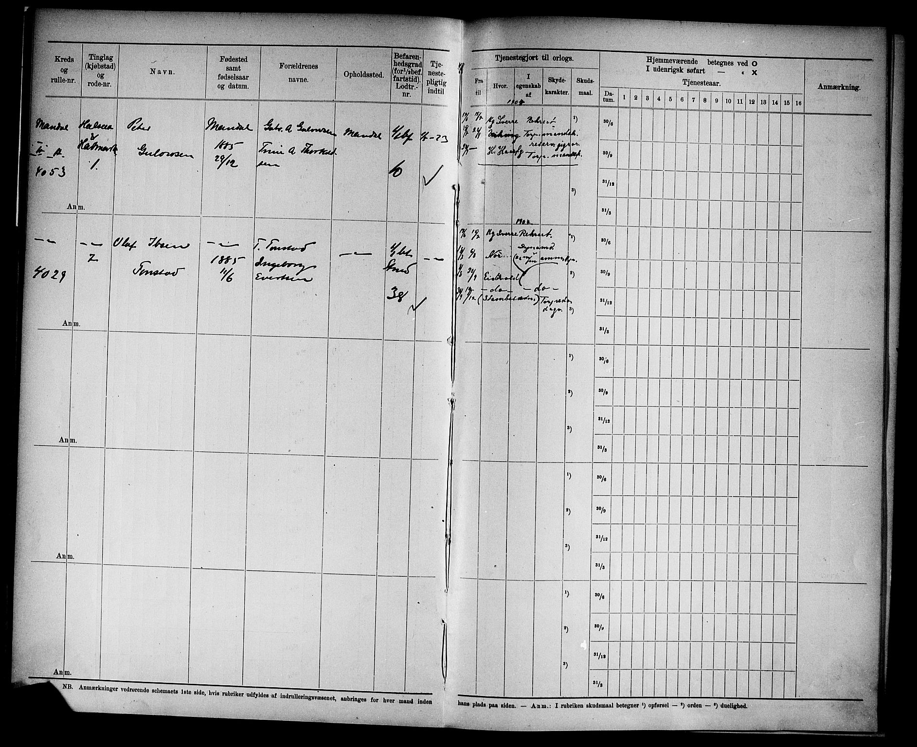 Kristiansand mønstringskrets, SAK/2031-0015/F/Fd/L0009: Rulle sjøvernepliktige, C-9, 1907, p. 13