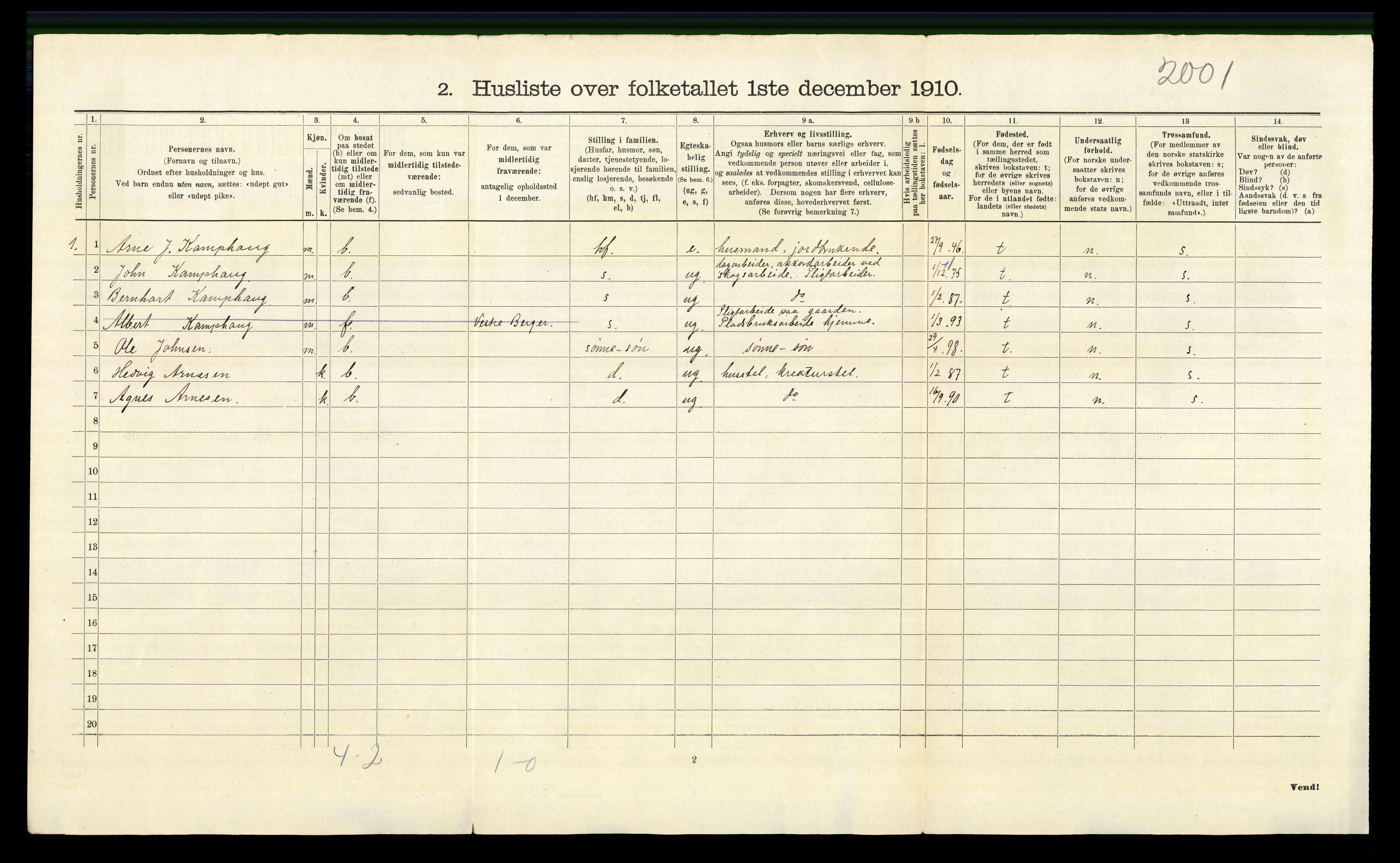 RA, 1910 census for Brandval, 1910, p. 758