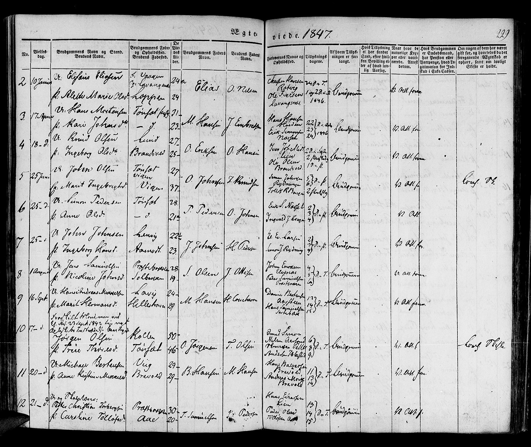 Ibestad sokneprestembete, SATØ/S-0077/H/Ha/Haa/L0006kirke: Parish register (official) no. 6, 1837-1850, p. 229