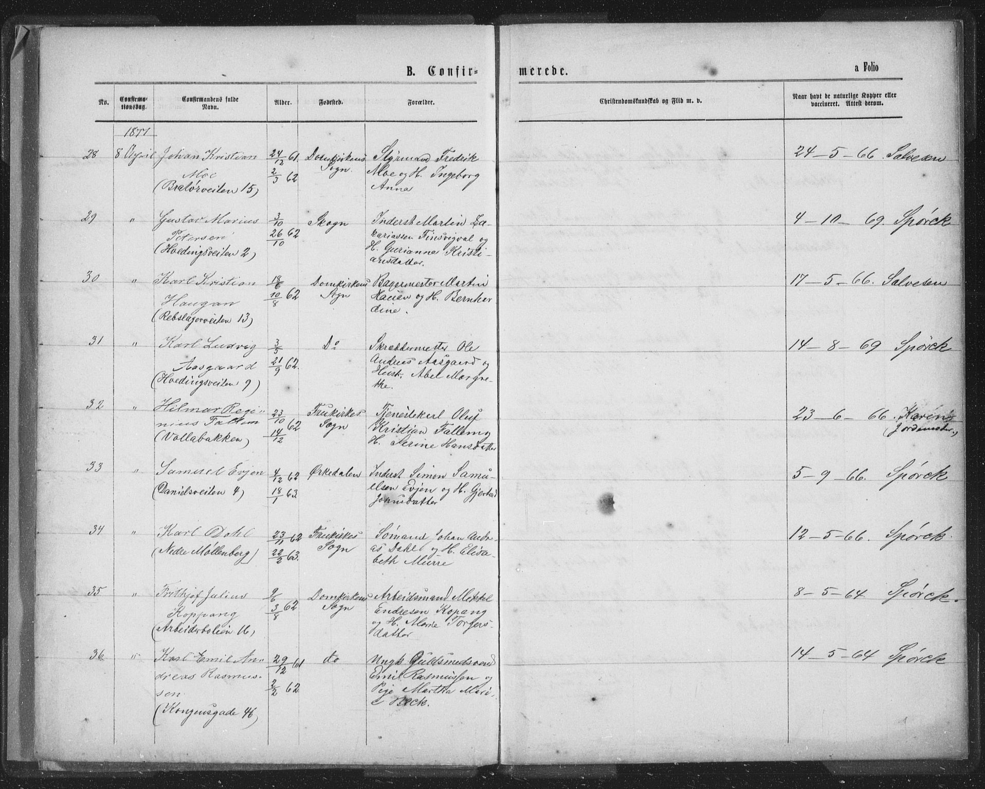 Ministerialprotokoller, klokkerbøker og fødselsregistre - Sør-Trøndelag, AV/SAT-A-1456/601/L0090: Parish register (copy) no. 601C08, 1877-1878