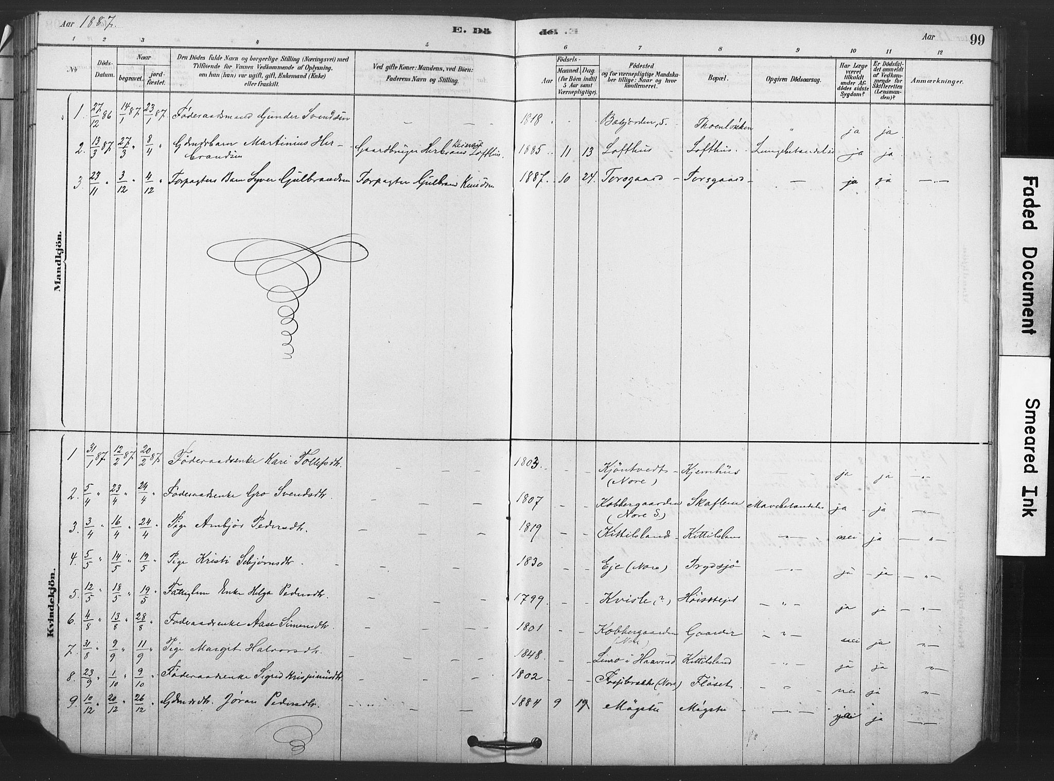 Rollag kirkebøker, SAKO/A-240/F/Fb/L0001: Parish register (official) no. II 1, 1878-1899, p. 99