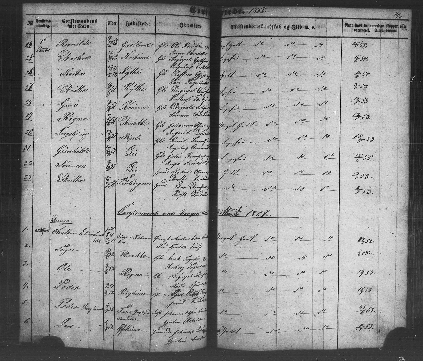 Voss sokneprestembete, SAB/A-79001/H/Haa: Parish register (official) no. A 18, 1848-1876, p. 146
