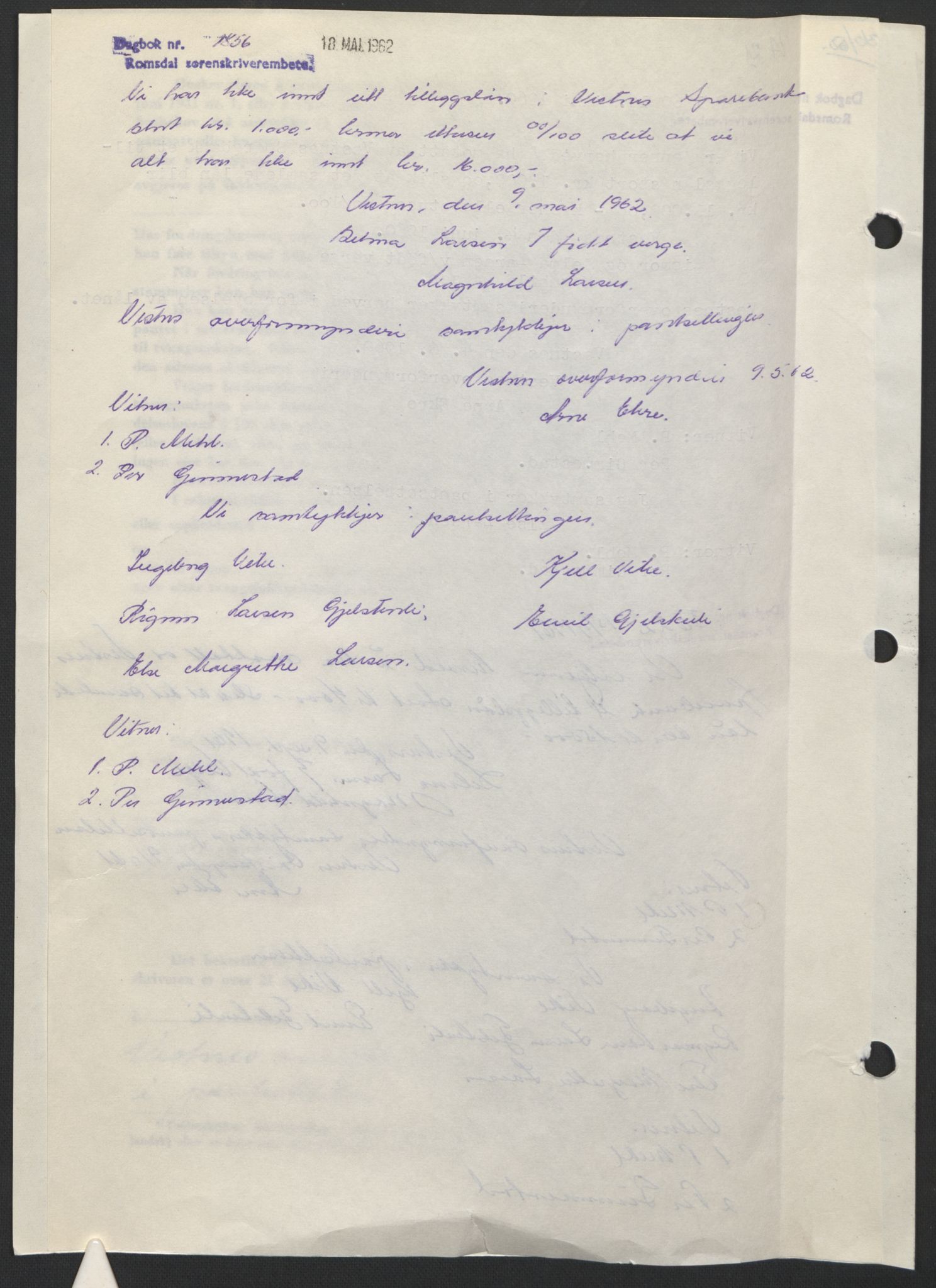 Romsdal sorenskriveri, AV/SAT-A-4149/1/2/2C: Mortgage book no. B5, 1949-1950, Diary no: : 1856/1962