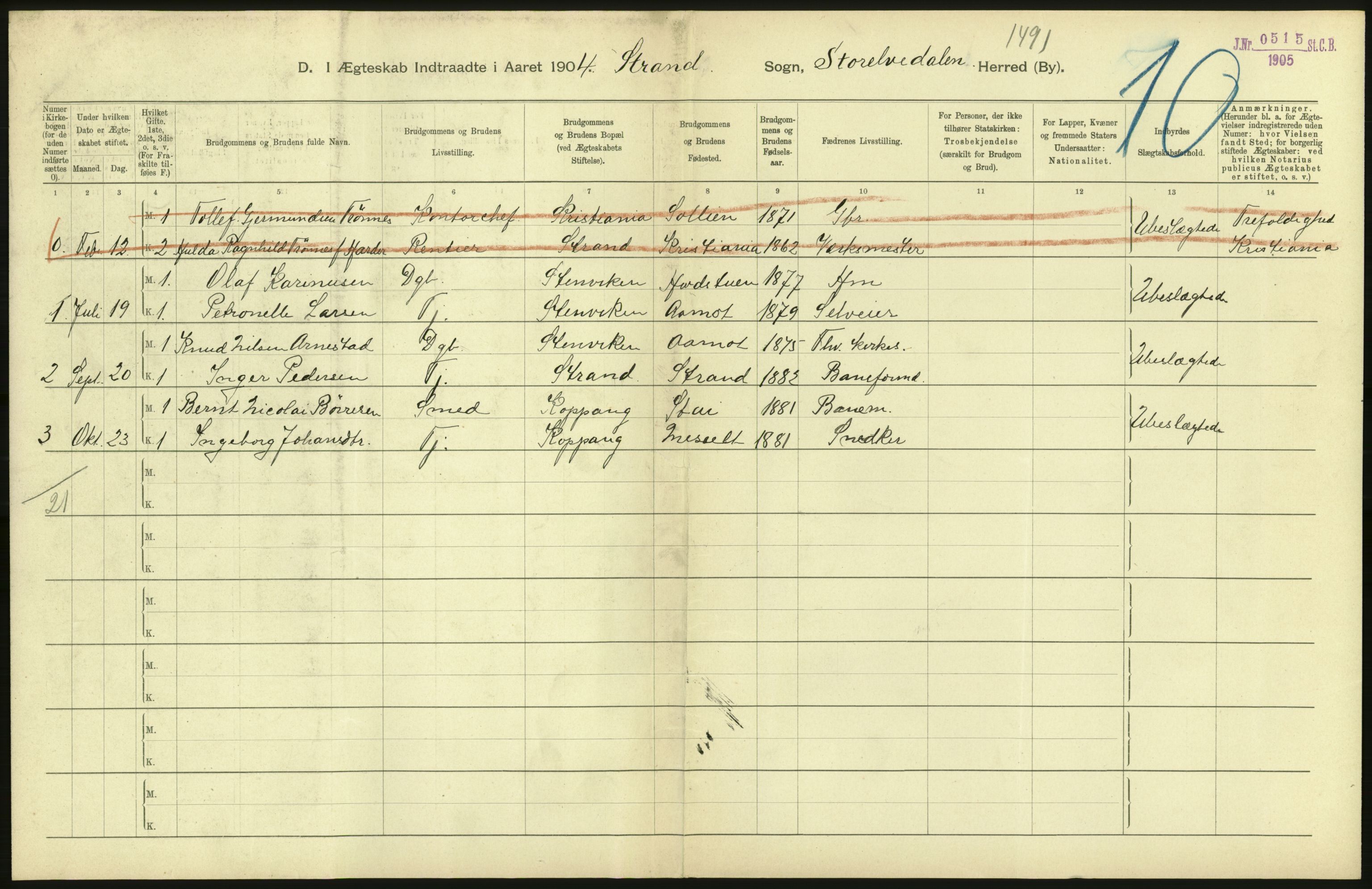 Statistisk sentralbyrå, Sosiodemografiske emner, Befolkning, AV/RA-S-2228/D/Df/Dfa/Dfab/L0005: Hedemarkens amt: Fødte, gifte, døde, 1904, p. 544