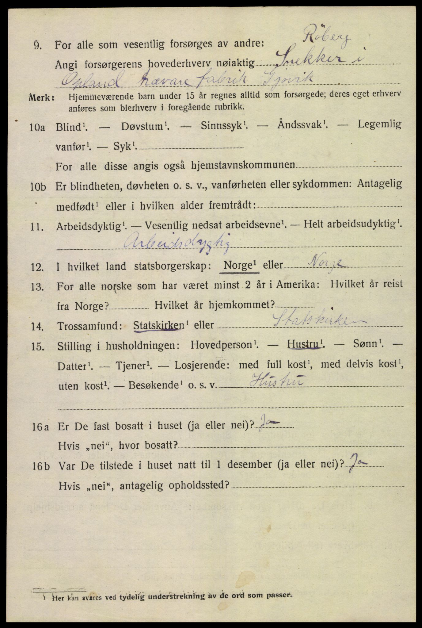 SAH, 1920 census for Gjøvik, 1920, p. 10495