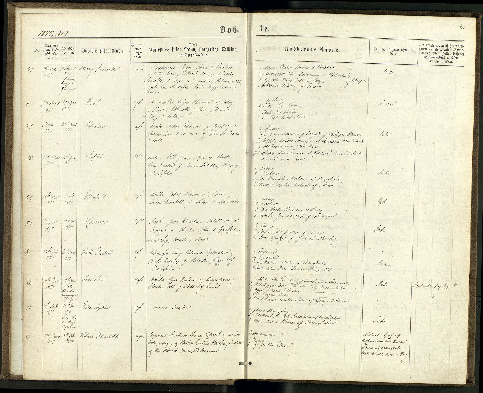 Den norske sjømannsmisjon i utlandet/Skotske havner (Leith, Glasgow), SAB/SAB/PA-0100/H/Ha/Haa/L0002: Parish register (official) no. A 2, 1877-1887, p. 5b-6a