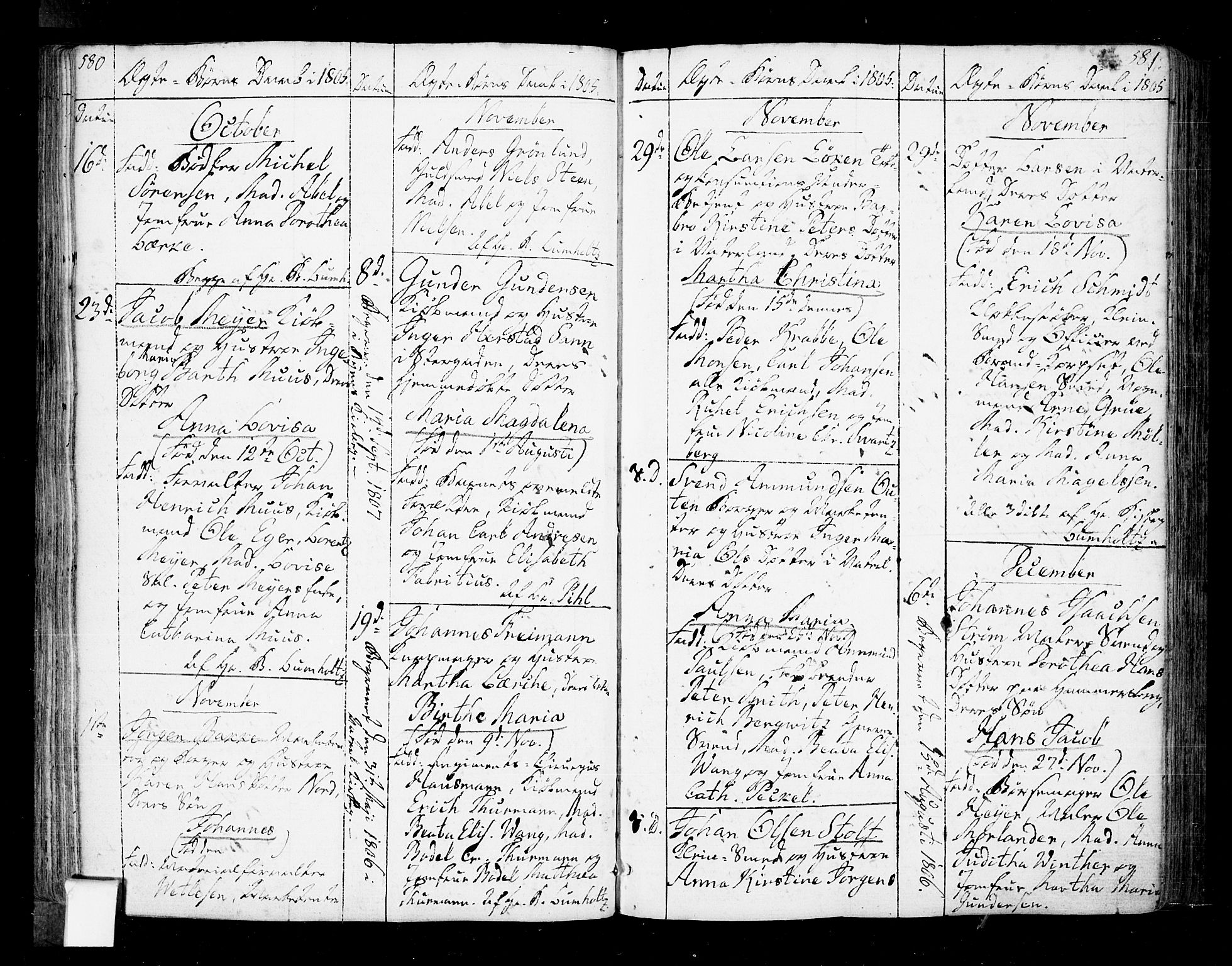 Oslo domkirke Kirkebøker, SAO/A-10752/F/Fa/L0005: Parish register (official) no. 5, 1787-1806, p. 580-581