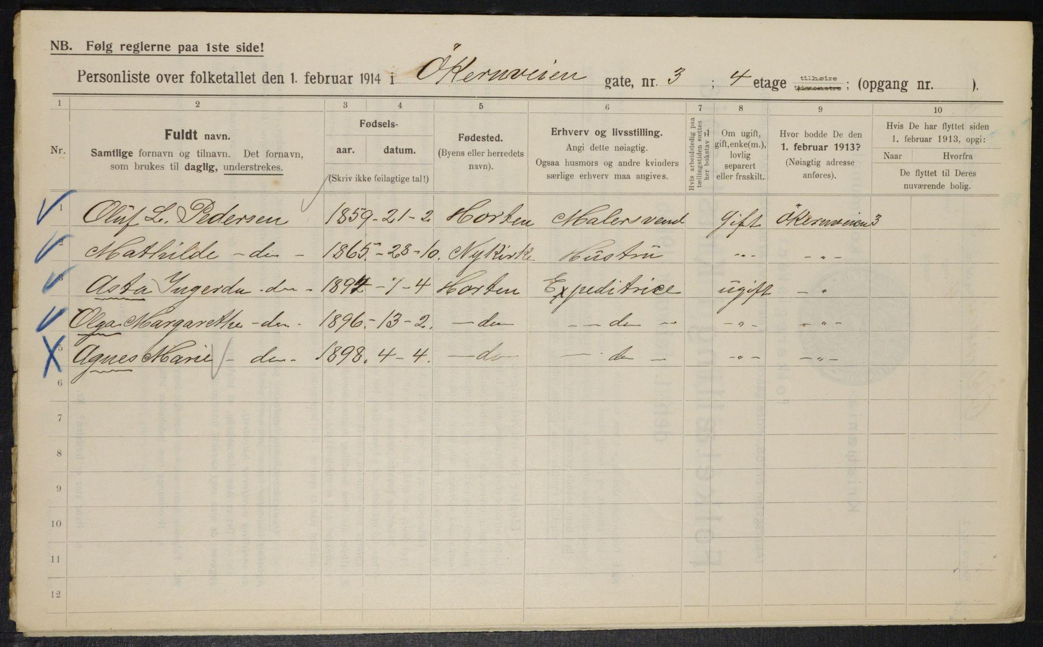 OBA, Municipal Census 1914 for Kristiania, 1914, p. 129707