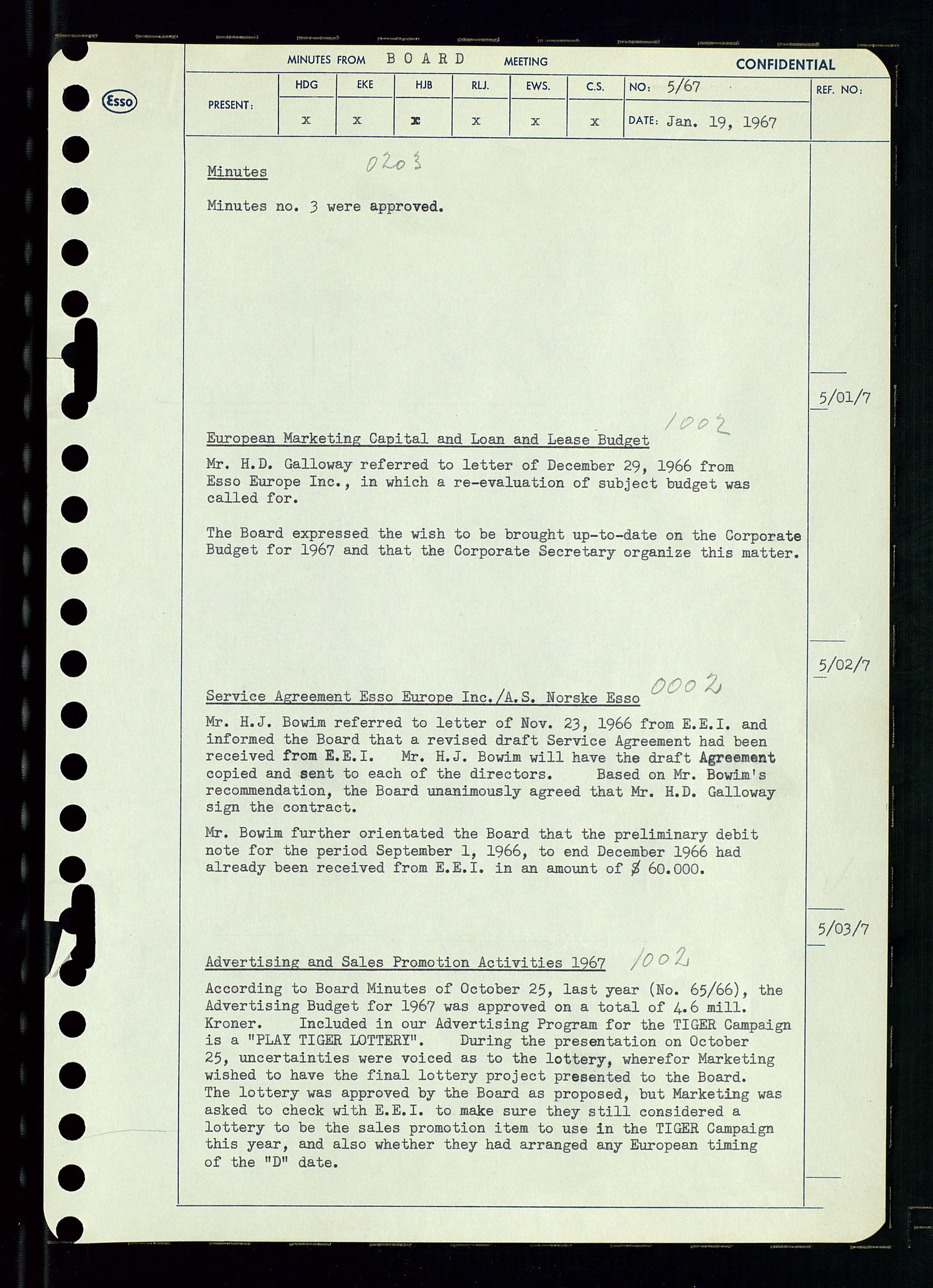 Pa 0982 - Esso Norge A/S, AV/SAST-A-100448/A/Aa/L0002/0003: Den administrerende direksjon Board minutes (styrereferater) / Den administrerende direksjon Board minutes (styrereferater), 1967, p. 10