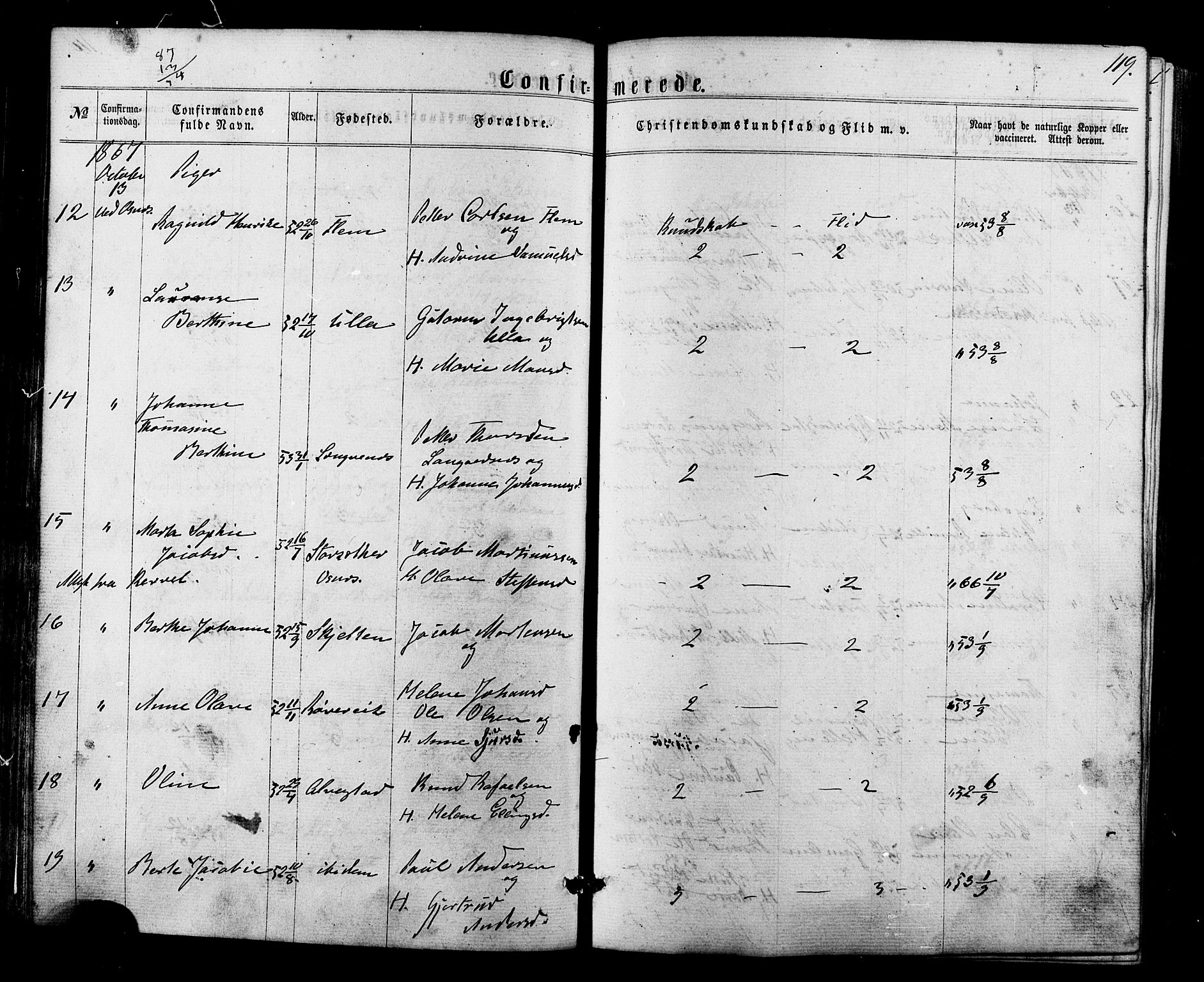 Ministerialprotokoller, klokkerbøker og fødselsregistre - Møre og Romsdal, AV/SAT-A-1454/536/L0498: Parish register (official) no. 536A07, 1862-1875, p. 119