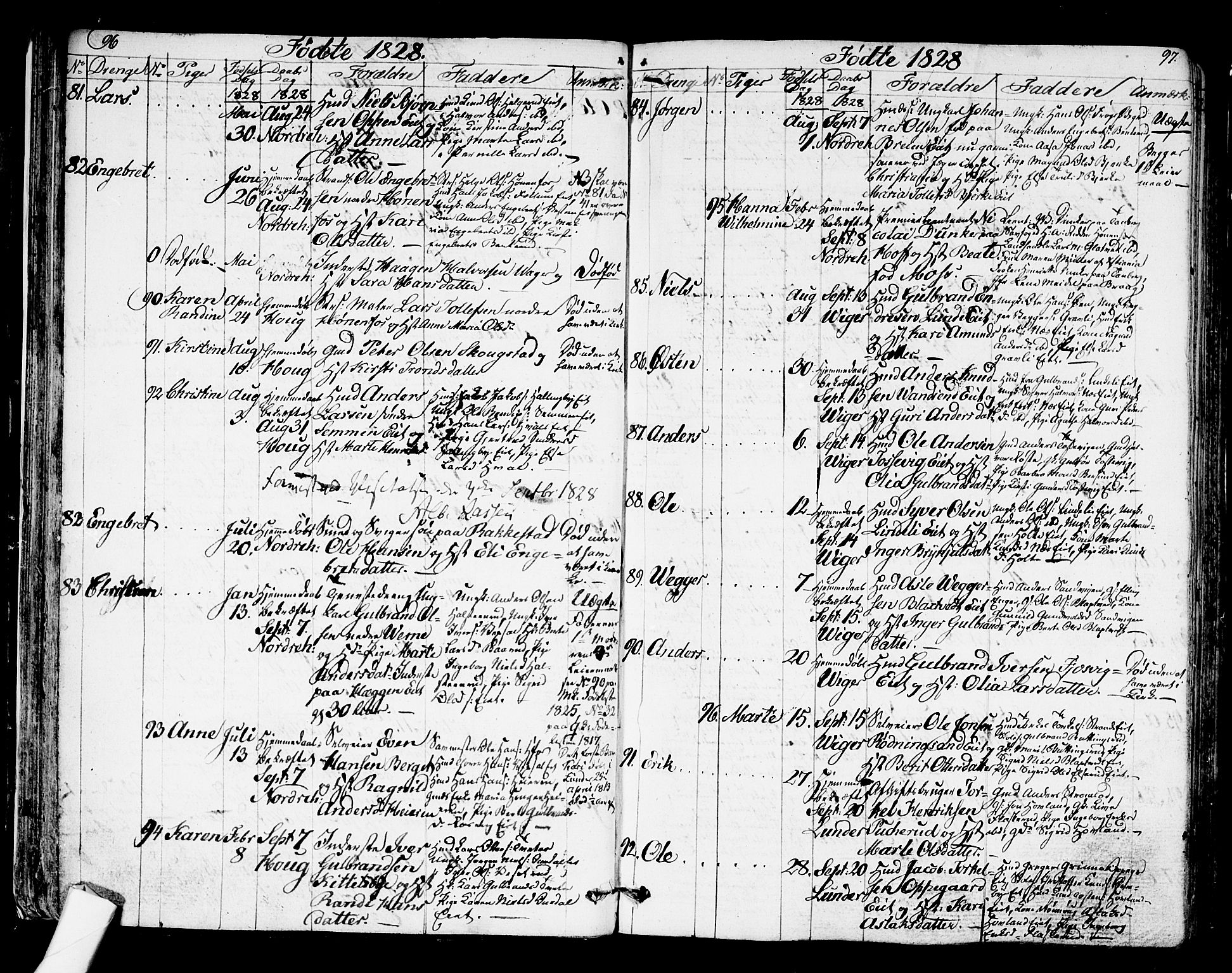 Norderhov kirkebøker, AV/SAKO-A-237/G/Ga/L0004: Parish register (copy) no. I 4, 1824-1849, p. 96-97