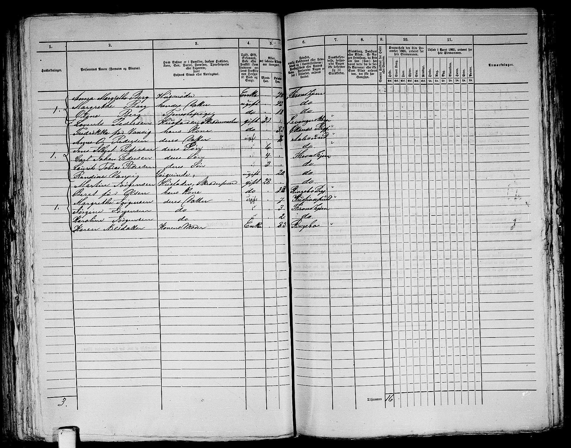 RA, 1865 census for Trondheim, 1865, p. 360