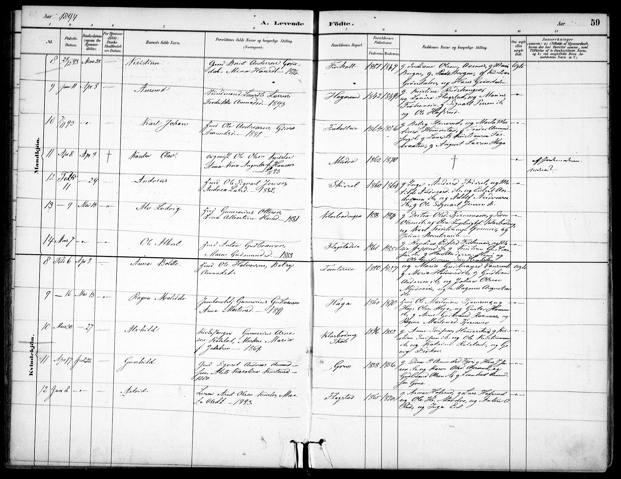 Nes prestekontor Kirkebøker, SAO/A-10410/F/Fc/L0002: Parish register (official) no. IIi 2, 1882-1916, p. 59