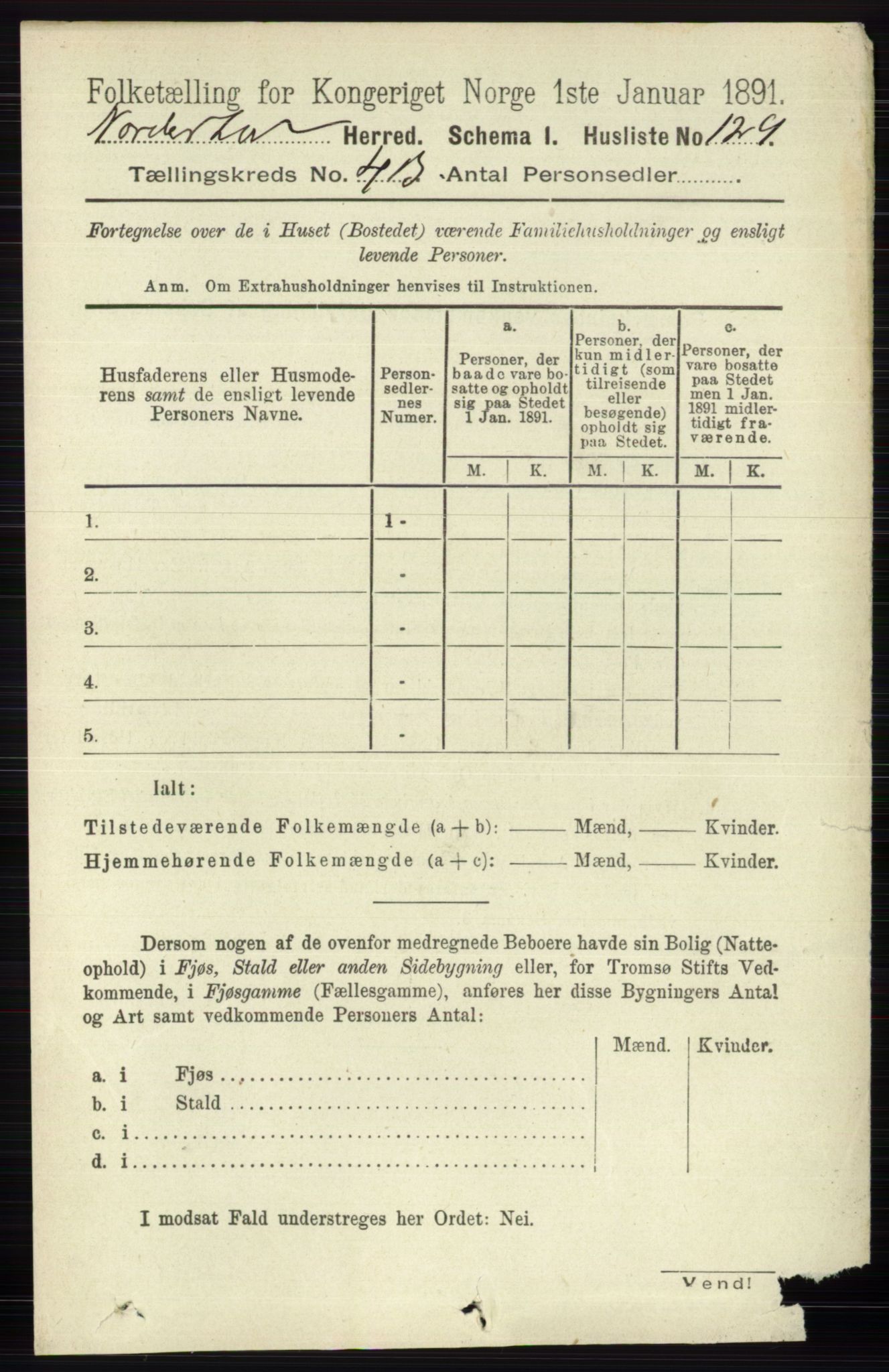 RA, 1891 census for 0613 Norderhov, 1891, p. 1997