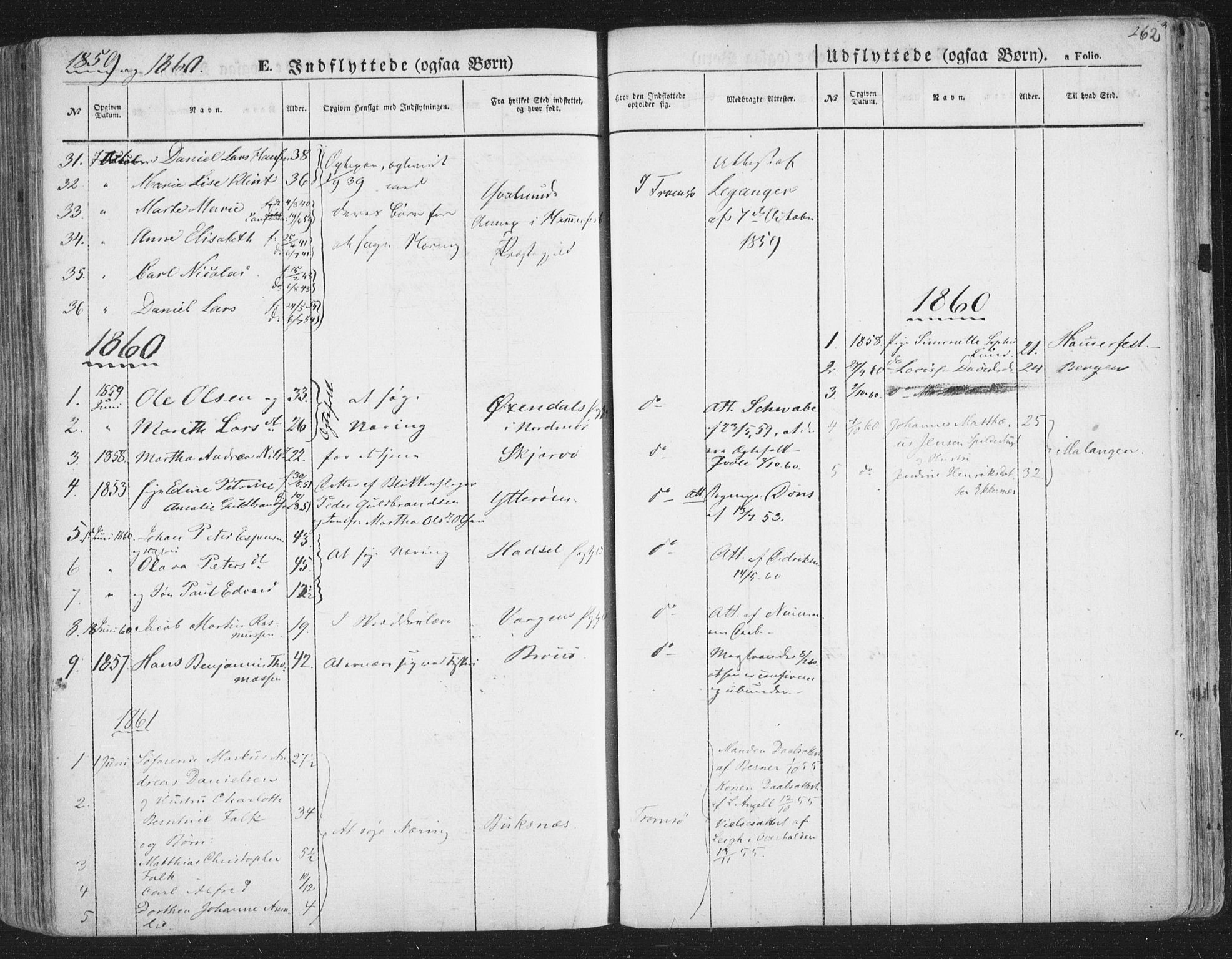 Tromsø sokneprestkontor/stiftsprosti/domprosti, SATØ/S-1343/G/Ga/L0011kirke: Parish register (official) no. 11, 1856-1865, p. 262