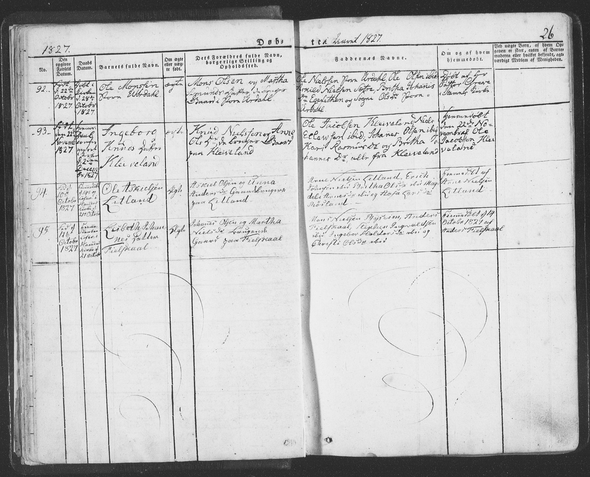 Hosanger sokneprestembete, SAB/A-75801/H/Haa: Parish register (official) no. A 6, 1824-1835, p. 26