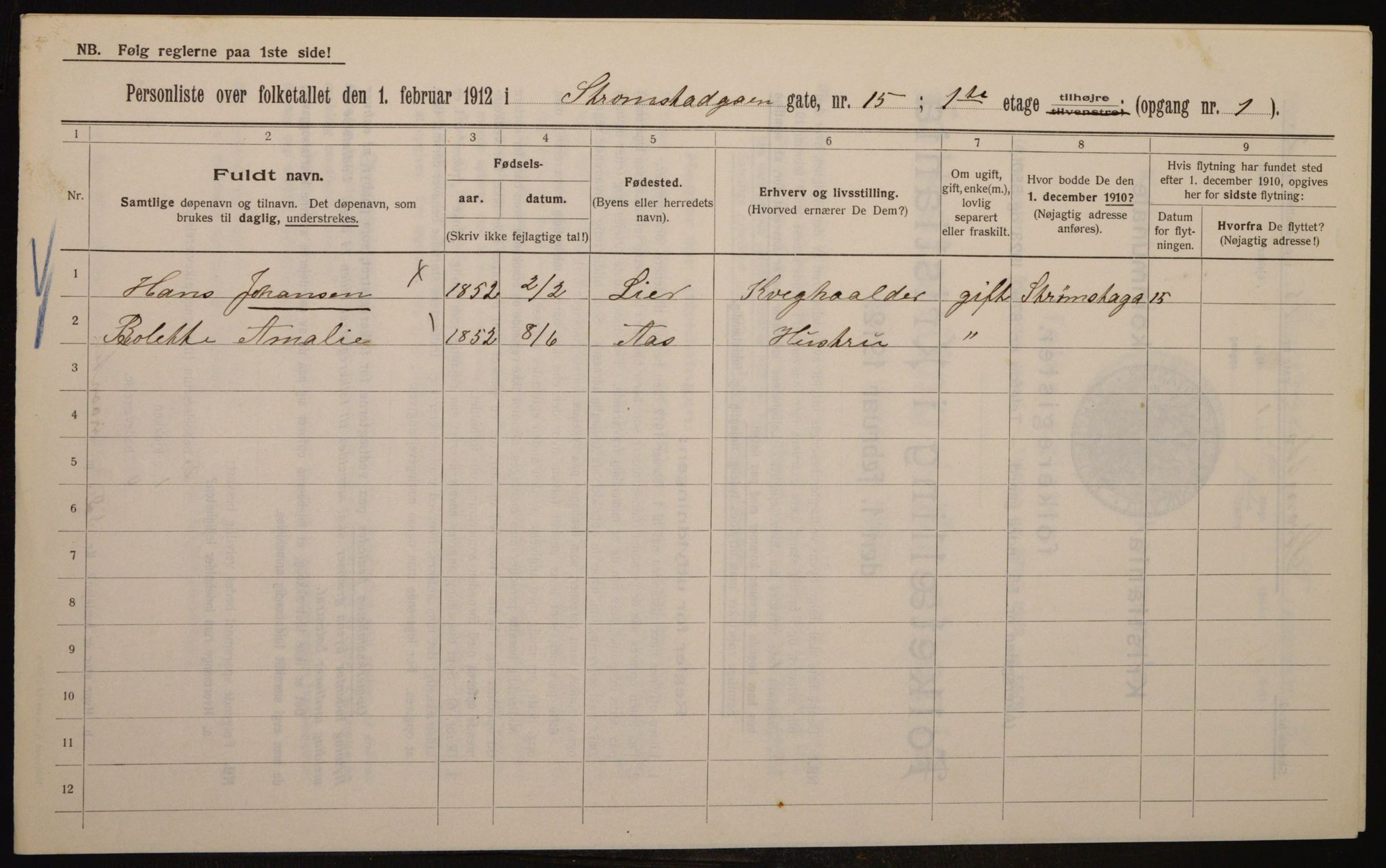OBA, Municipal Census 1912 for Kristiania, 1912, p. 103944