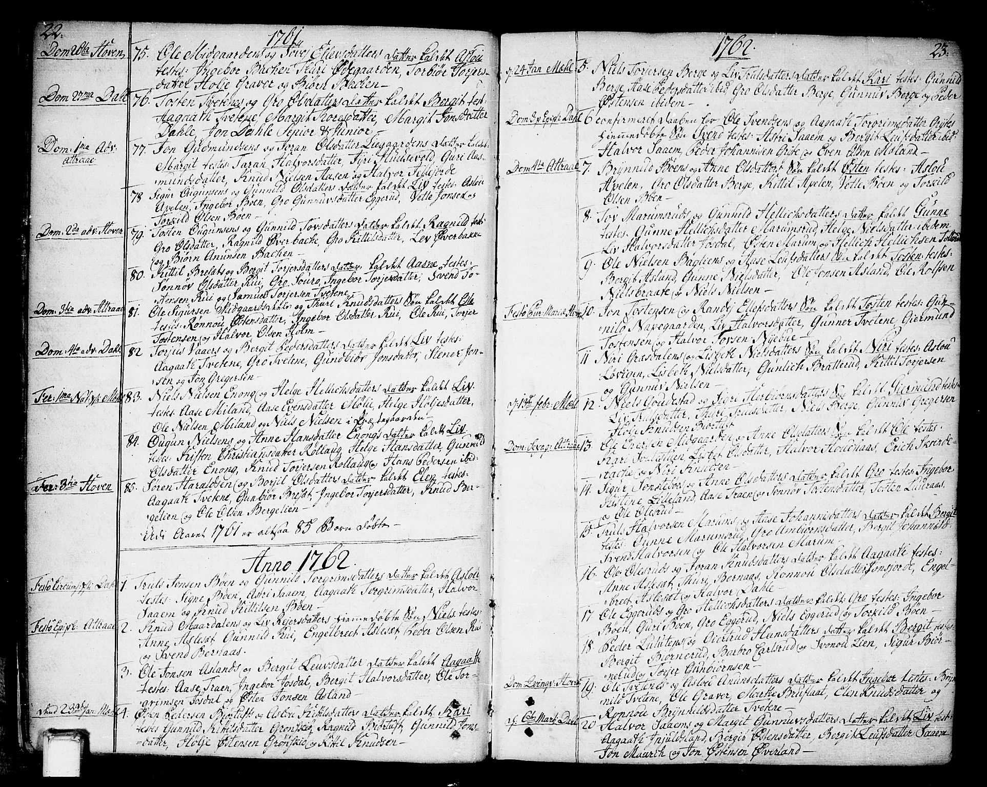 Tinn kirkebøker, AV/SAKO-A-308/F/Fa/L0002: Parish register (official) no. I 2, 1757-1810, p. 22-23