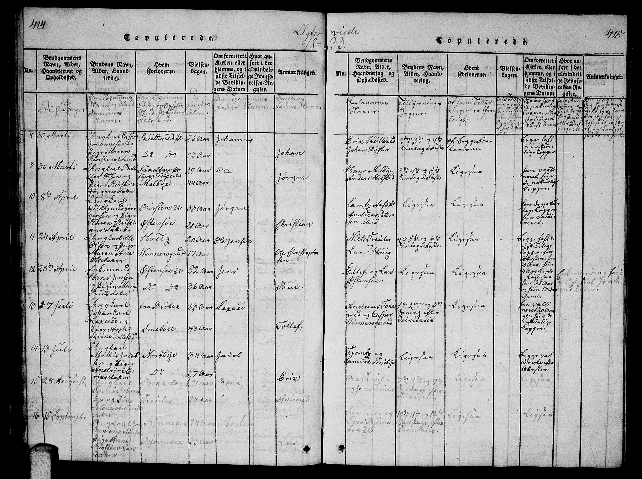 Ås prestekontor Kirkebøker, SAO/A-10894/G/Ga/L0002: Parish register (copy) no. I 2, 1820-1836, p. 414-415