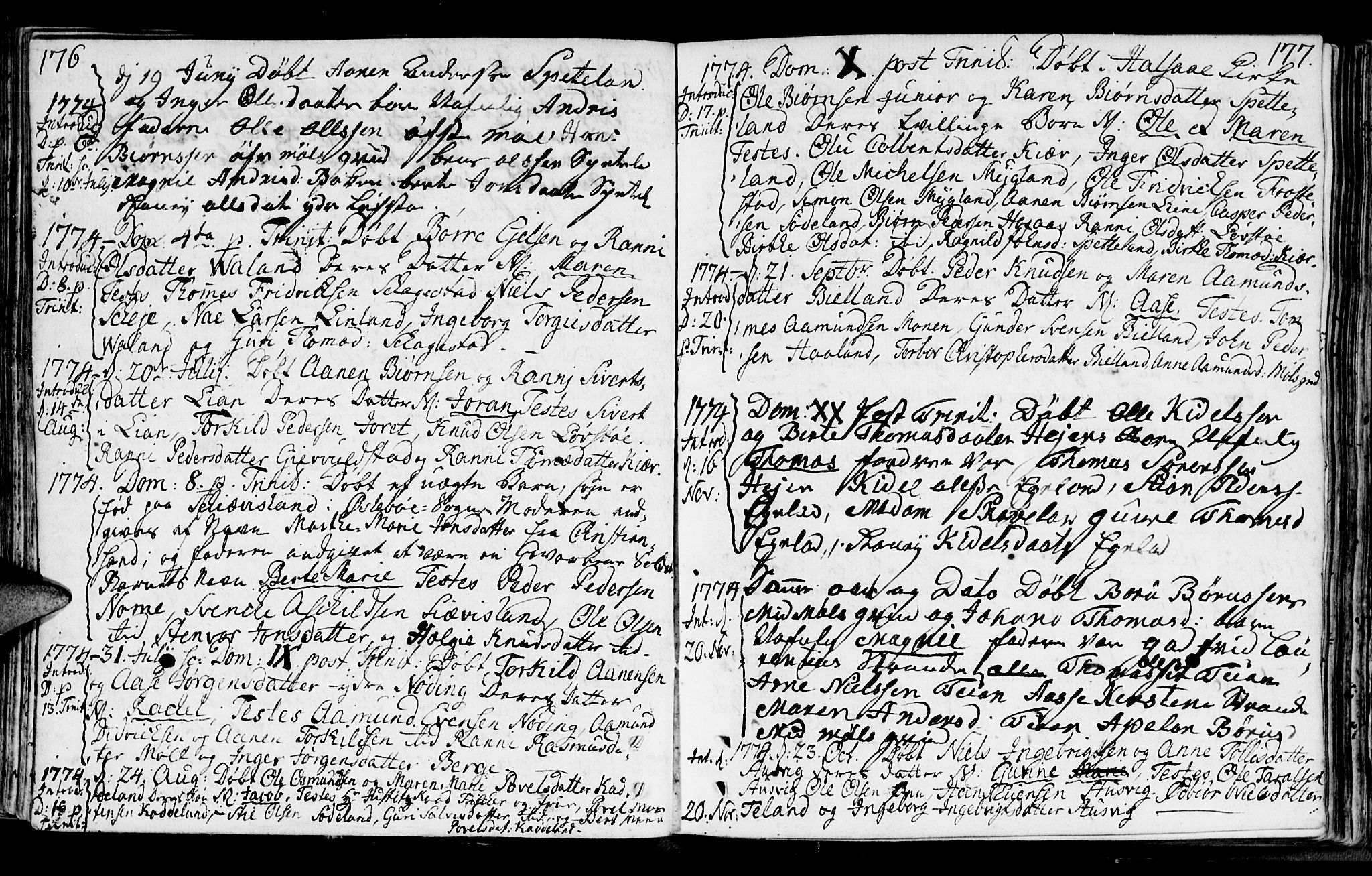 Holum sokneprestkontor, SAK/1111-0022/F/Fa/Faa/L0002: Parish register (official) no. A 2, 1756-1780, p. 176-177