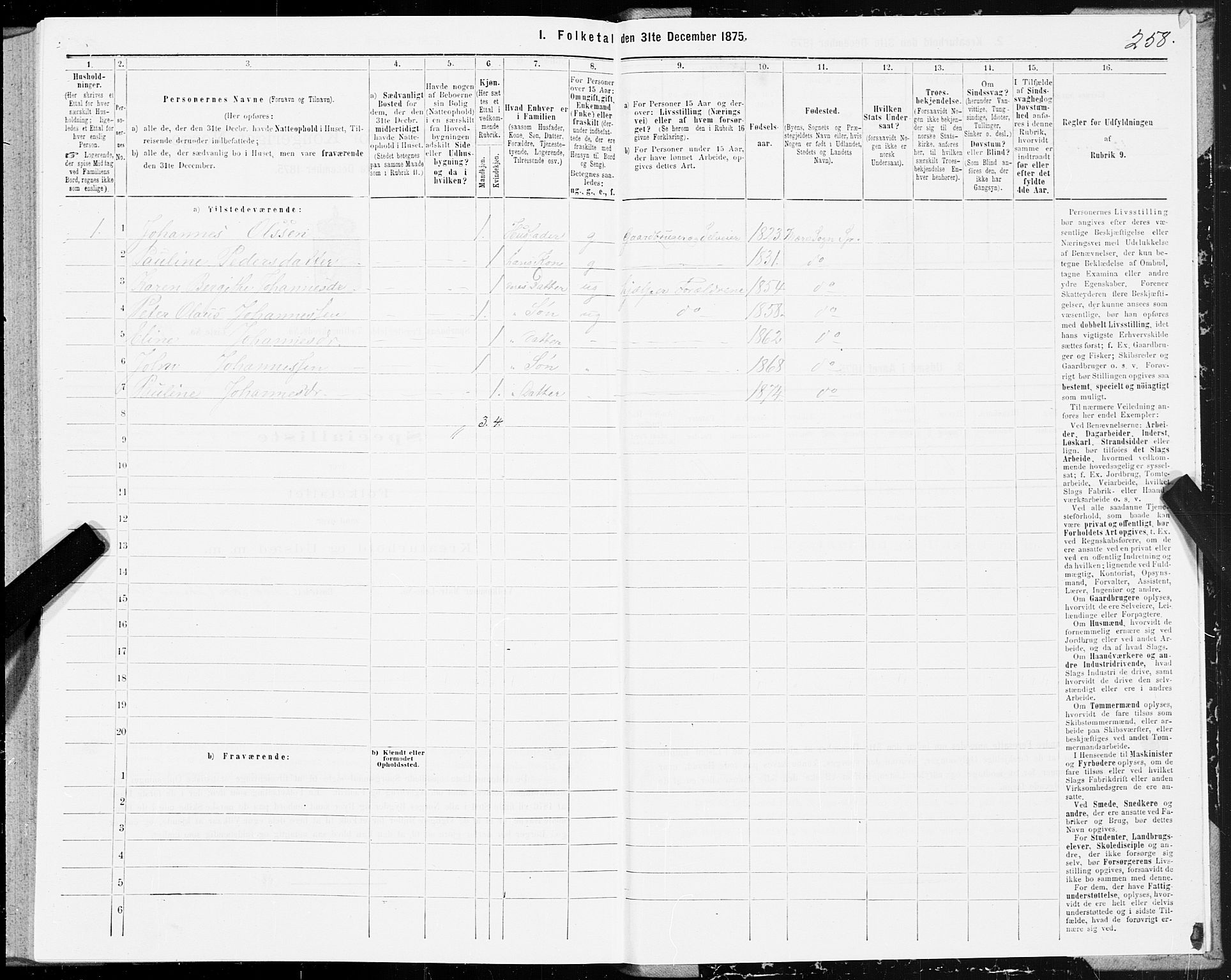 SAT, 1875 census for 1731P Sparbu, 1875, p. 1258