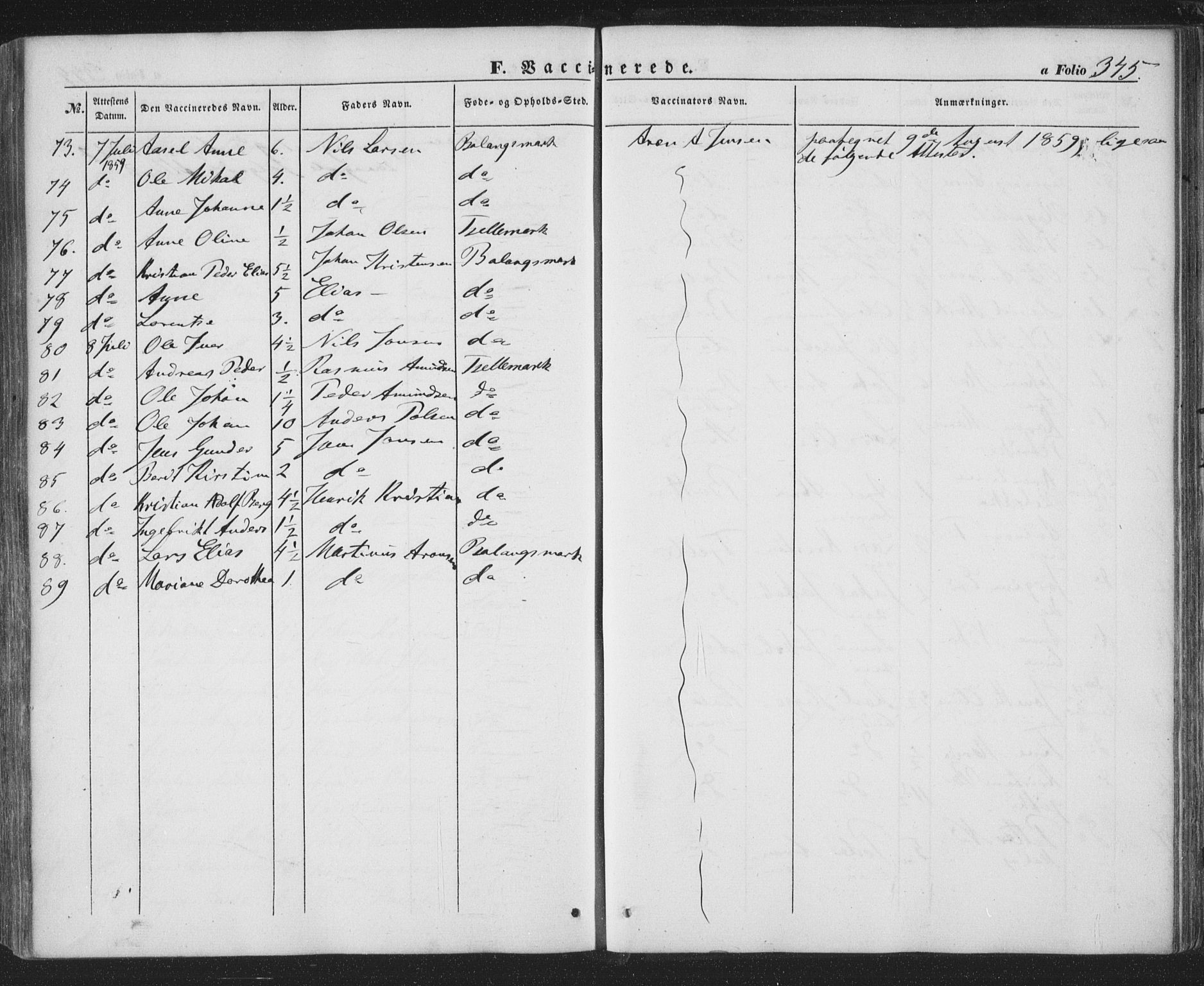 Ministerialprotokoller, klokkerbøker og fødselsregistre - Nordland, AV/SAT-A-1459/863/L0895: Parish register (official) no. 863A07, 1851-1860, p. 345