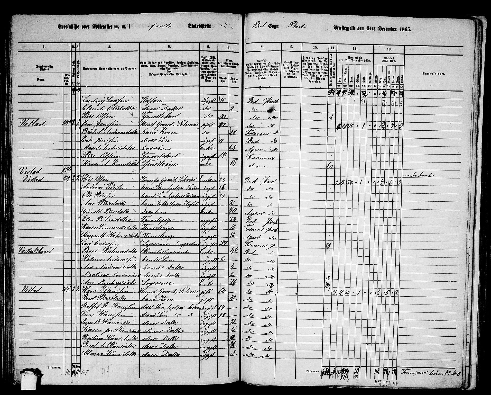 RA, 1865 census for Bud, 1865, p. 74