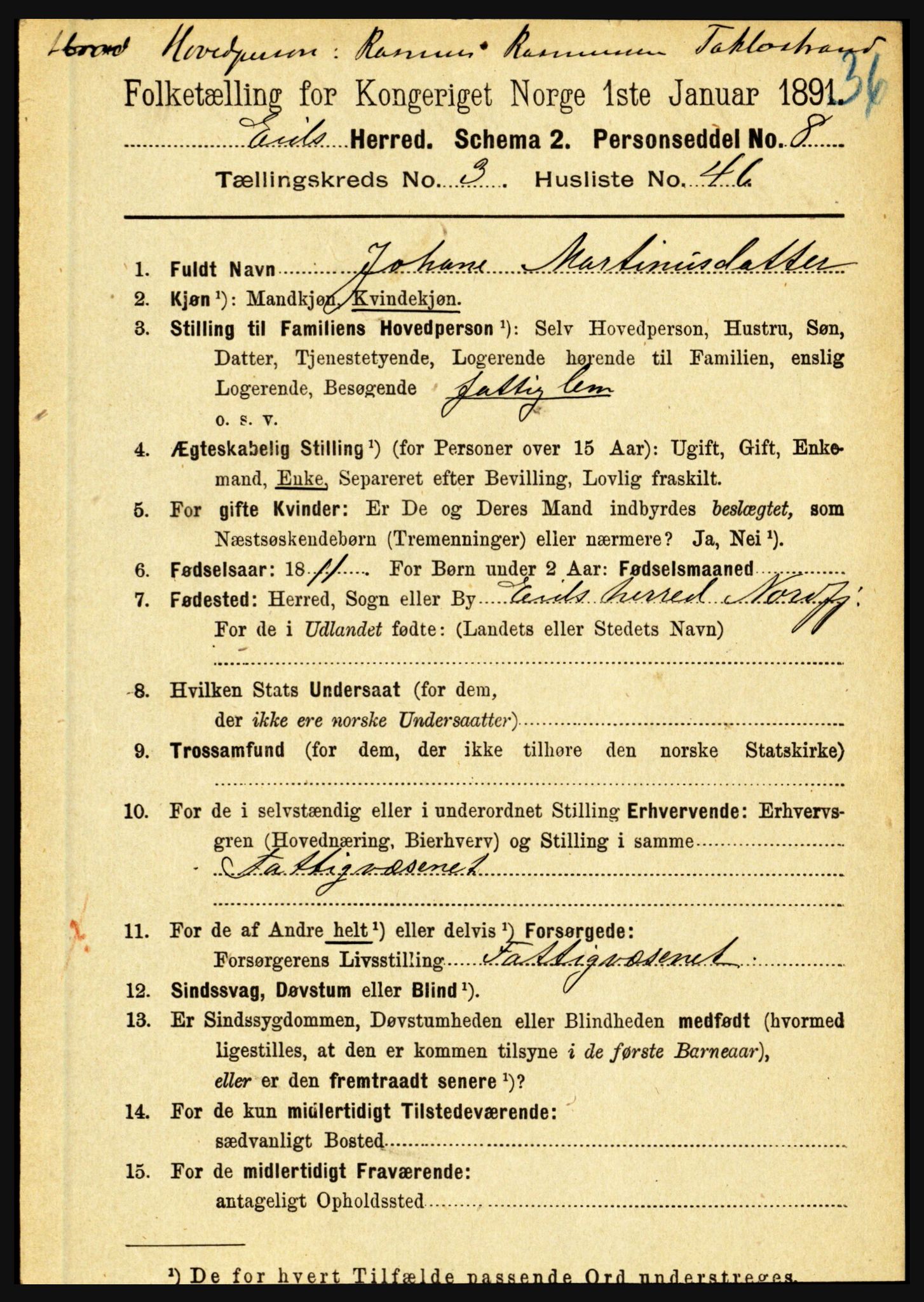 RA, 1891 census for 1443 Eid, 1891, p. 833