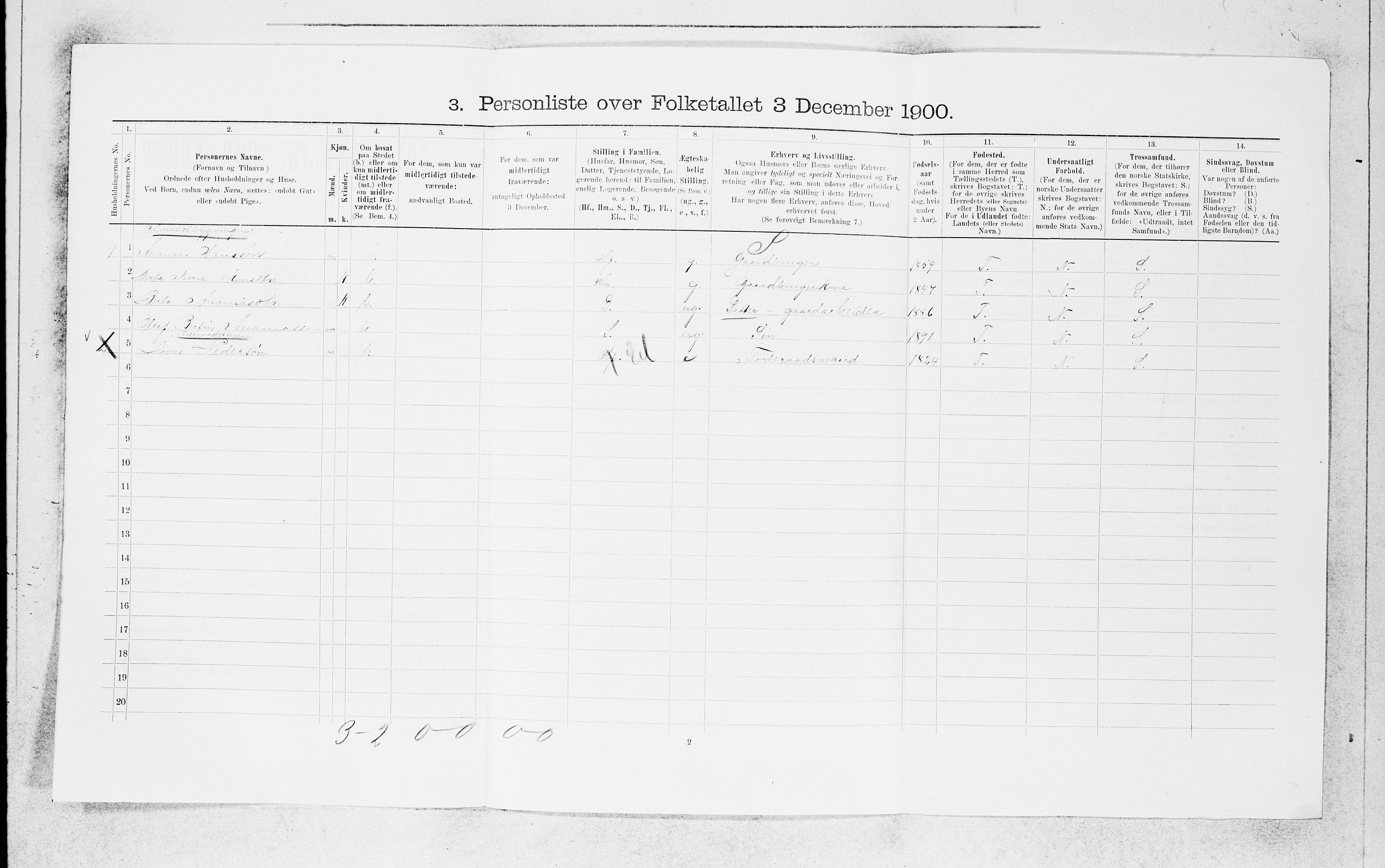 SAB, 1900 census for Lindås, 1900, p. 752