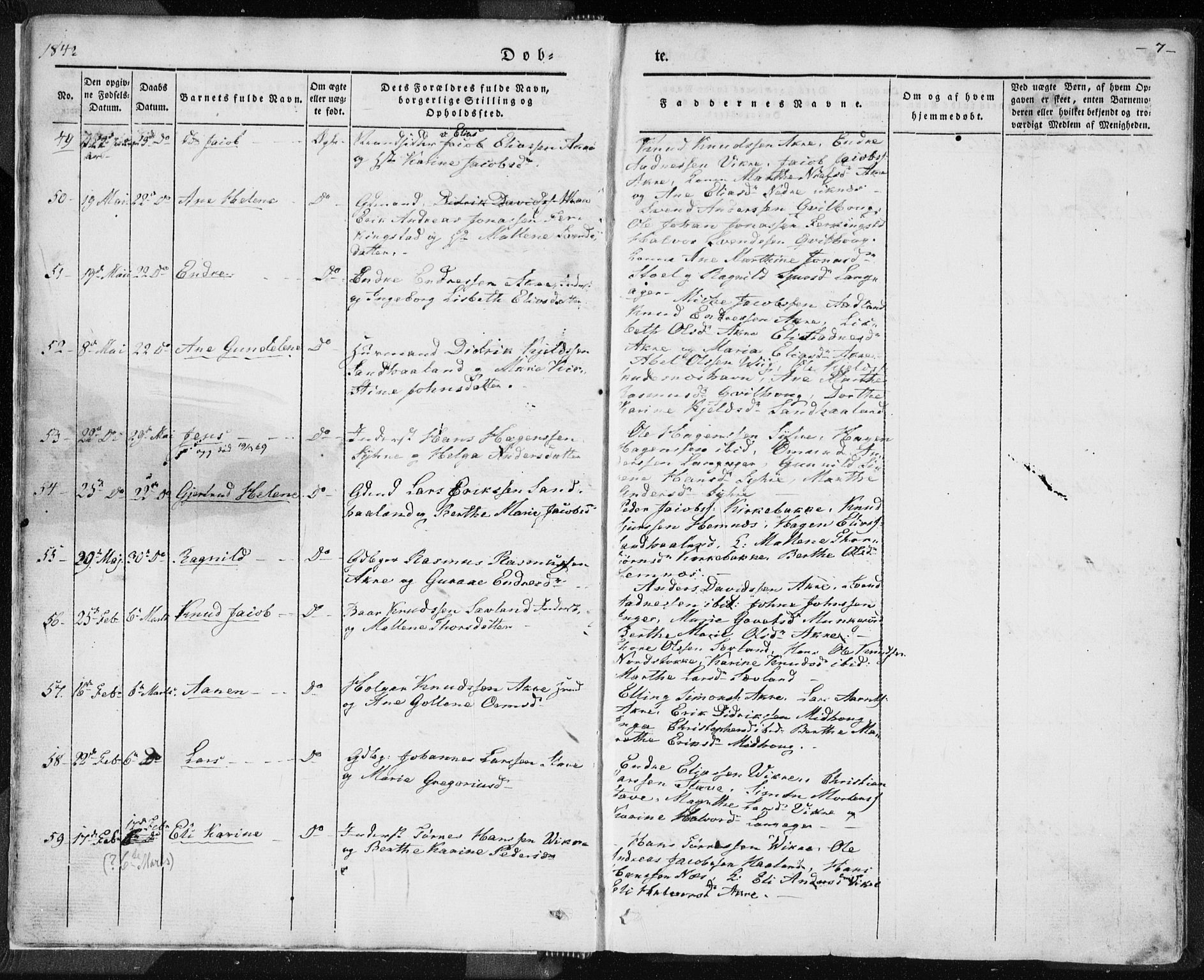 Skudenes sokneprestkontor, AV/SAST-A -101849/H/Ha/Haa/L0002: Parish register (official) no. A 2.1, 1841-1846, p. 7