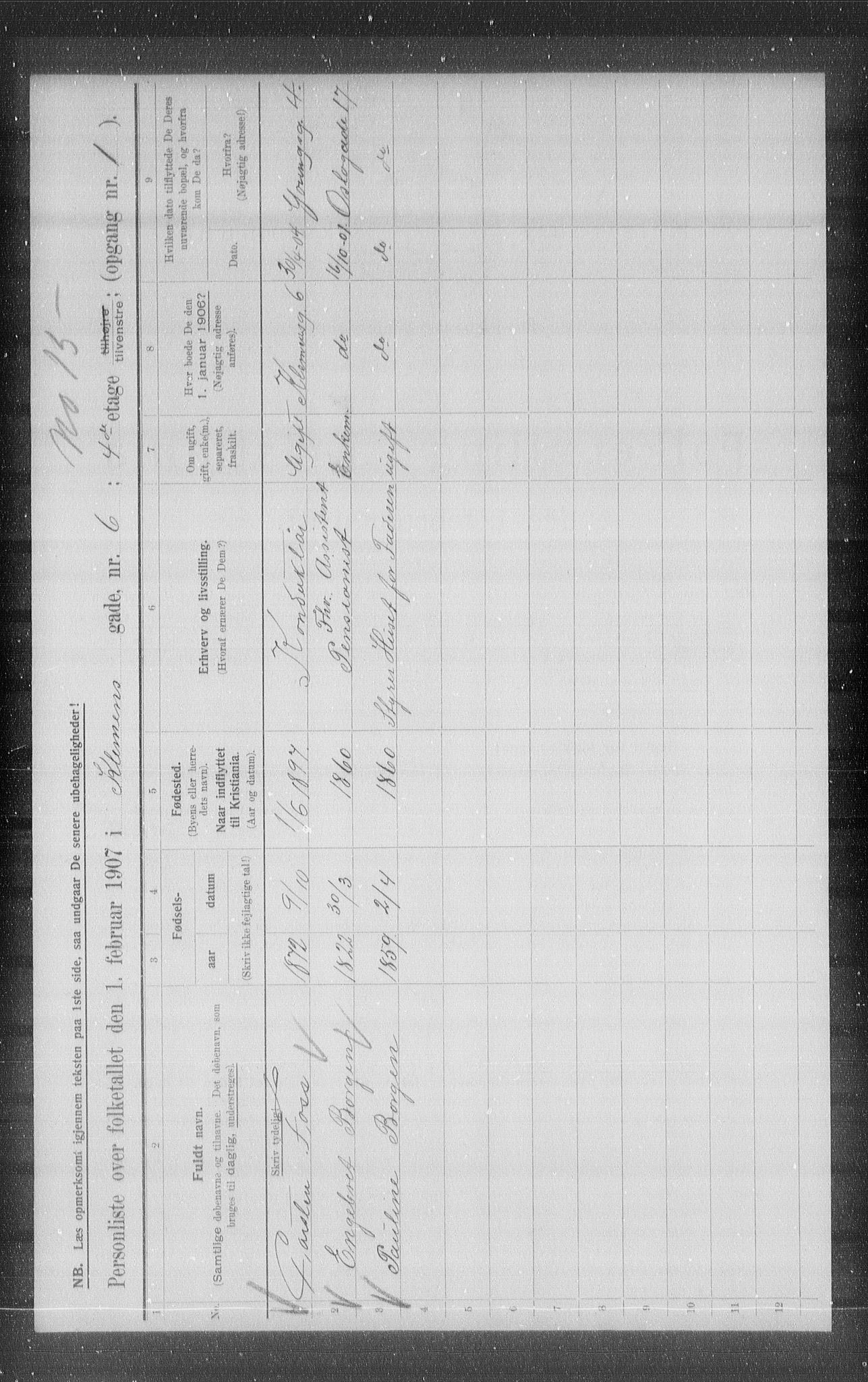 OBA, Municipal Census 1907 for Kristiania, 1907, p. 26386