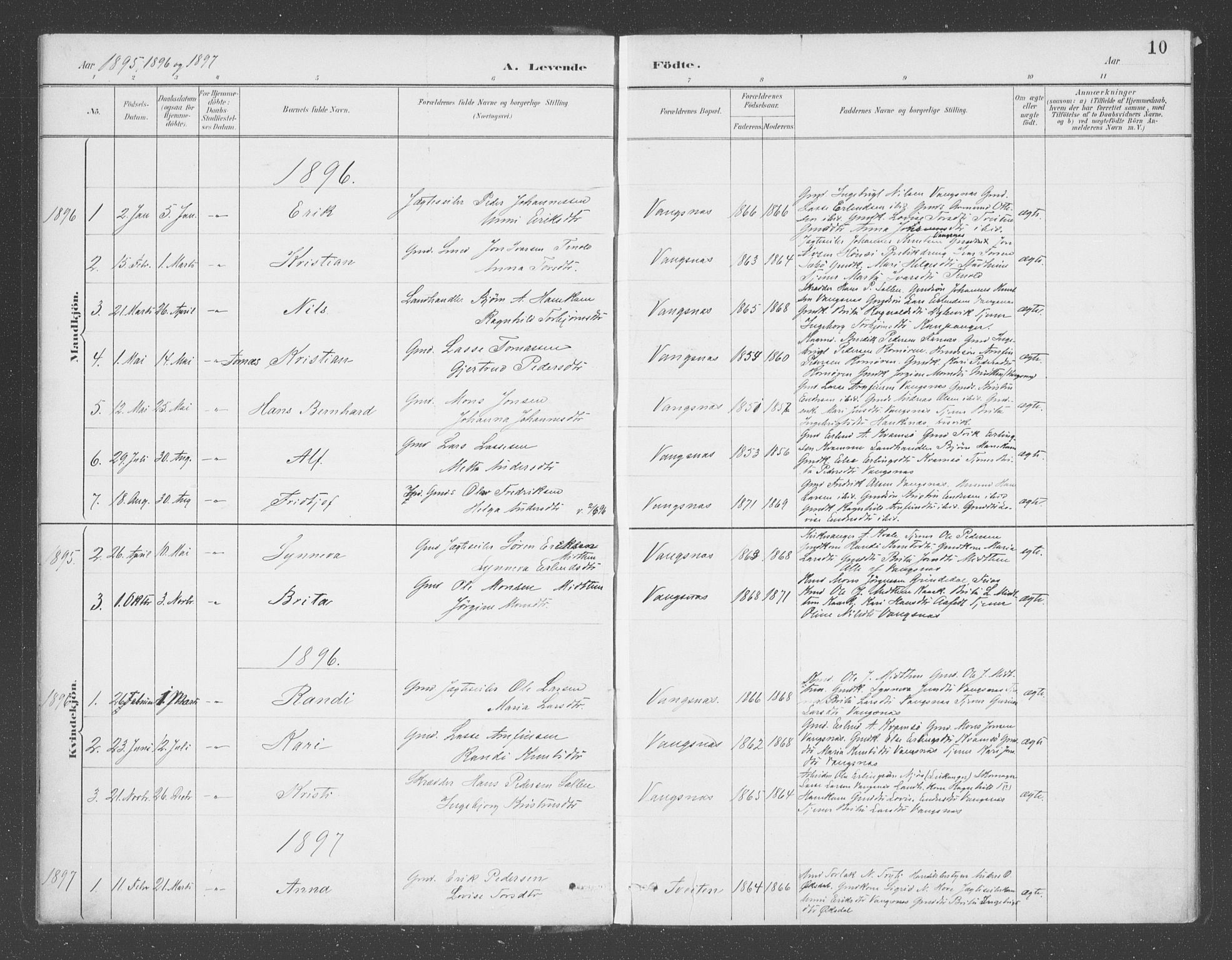 Balestrand sokneprestembete, SAB/A-79601/H/Haa/Haae/L0001: Parish register (official) no. E  1, 1889-1909, p. 10