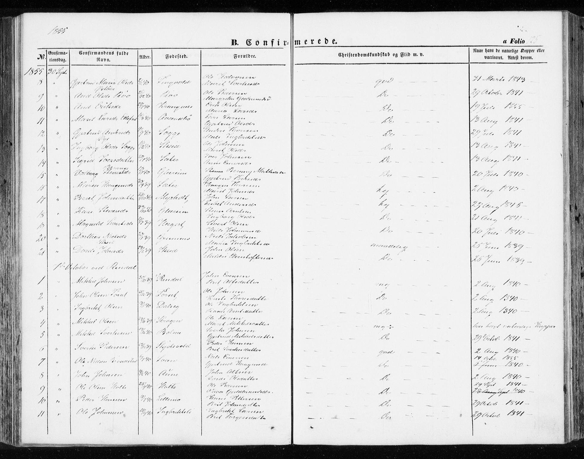 Ministerialprotokoller, klokkerbøker og fødselsregistre - Møre og Romsdal, SAT/A-1454/595/L1044: Parish register (official) no. 595A06, 1852-1863, p. 125