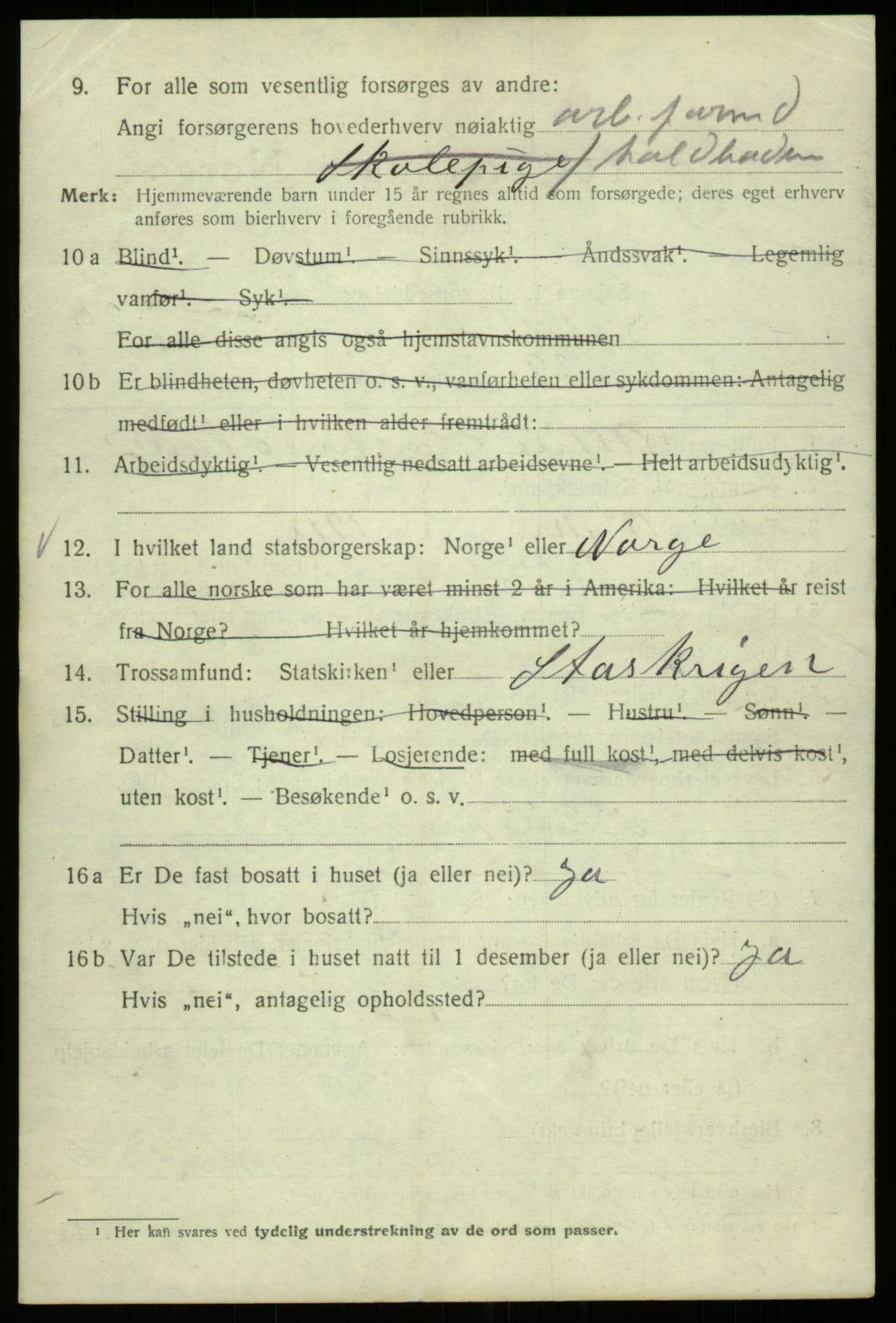 SAB, 1920 census for Bergen, 1920, p. 94710