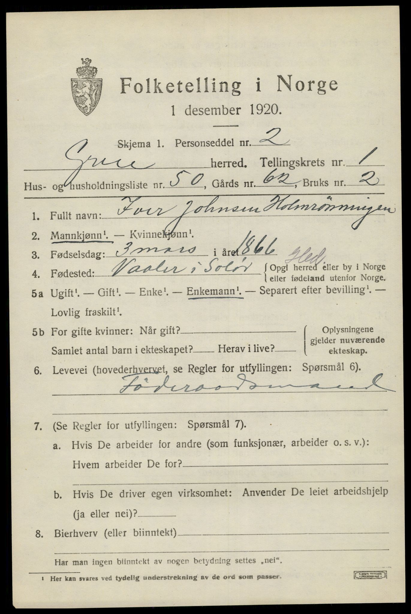 SAH, 1920 census for Grue, 1920, p. 3047