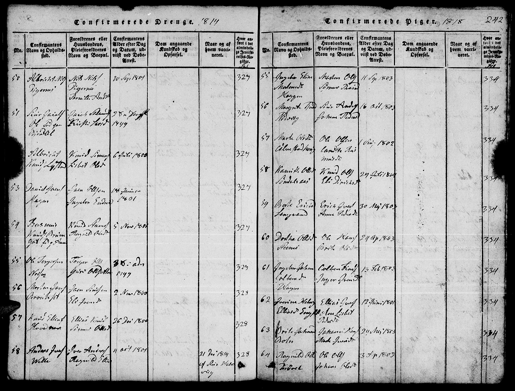 Ministerialprotokoller, klokkerbøker og fødselsregistre - Møre og Romsdal, AV/SAT-A-1454/511/L0155: Parish register (copy) no. 511C01, 1817-1829, p. 242