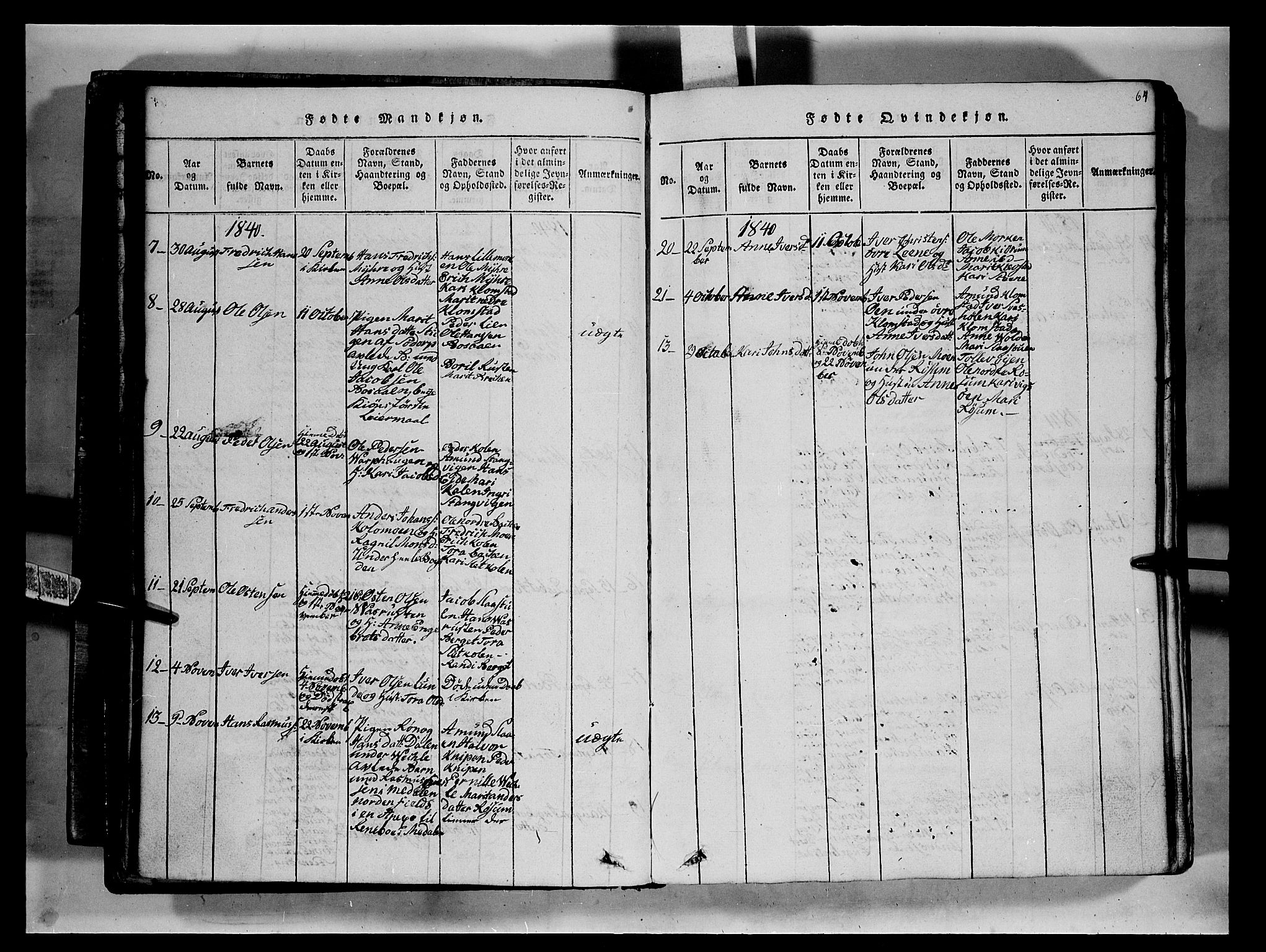 Fron prestekontor, SAH/PREST-078/H/Ha/Hab/L0002: Parish register (copy) no. 2, 1816-1850, p. 64